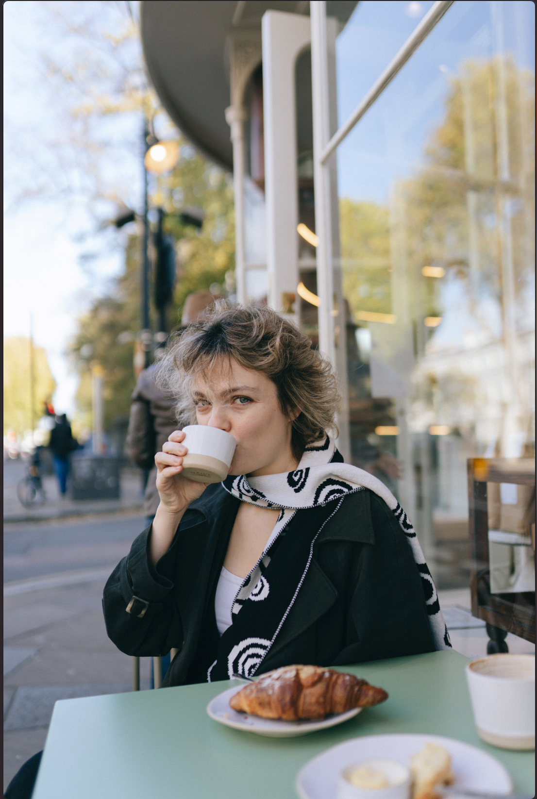 Louise Spiral Cashmere and Wool Scarf in Monochrome
