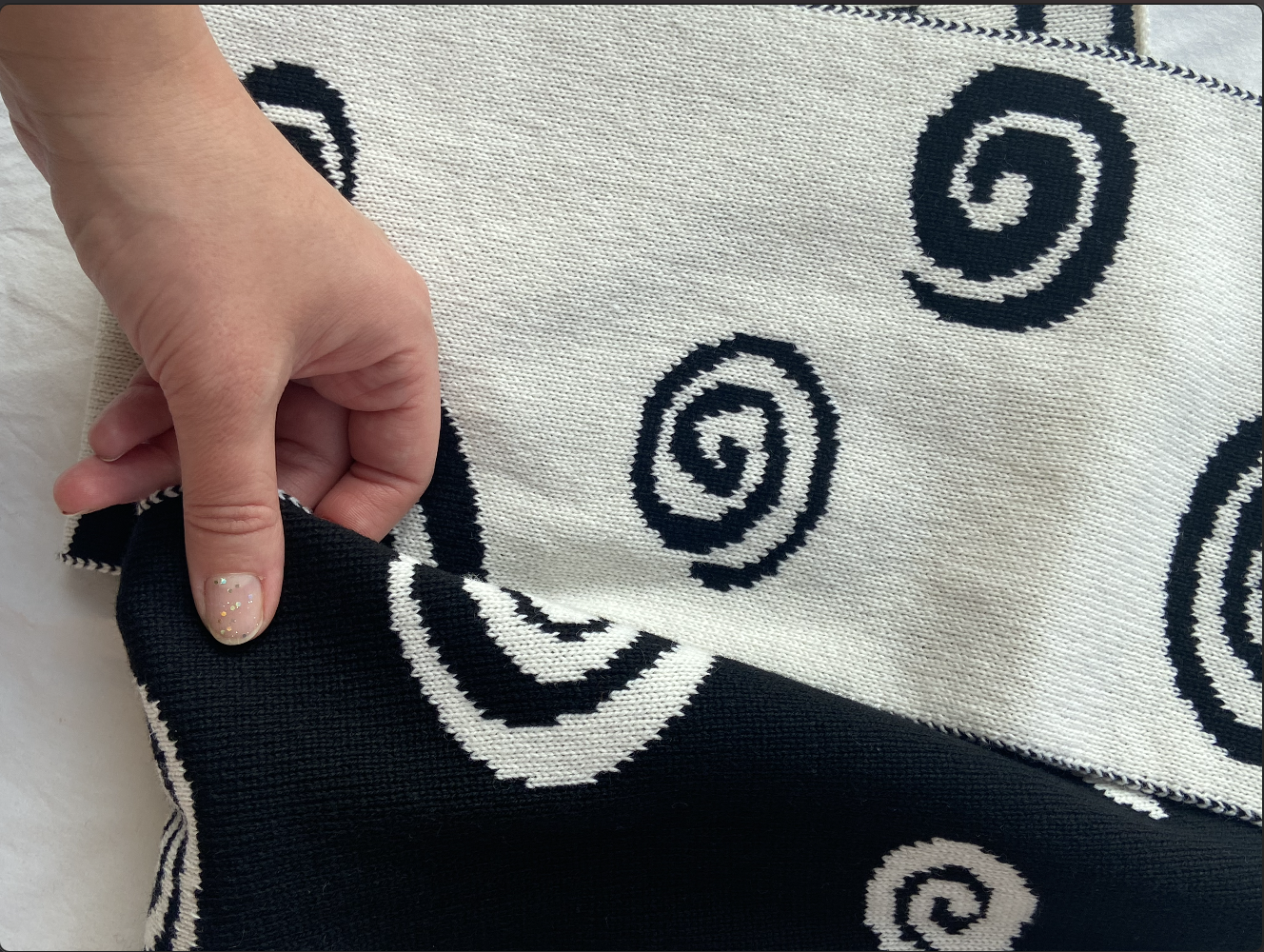 Louise Spiral Cashmere and Wool Scarf in Monochrome