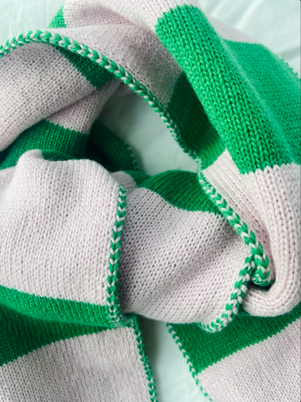 Wide Stripe Wool and Cashmere Scarf in Pink and Red