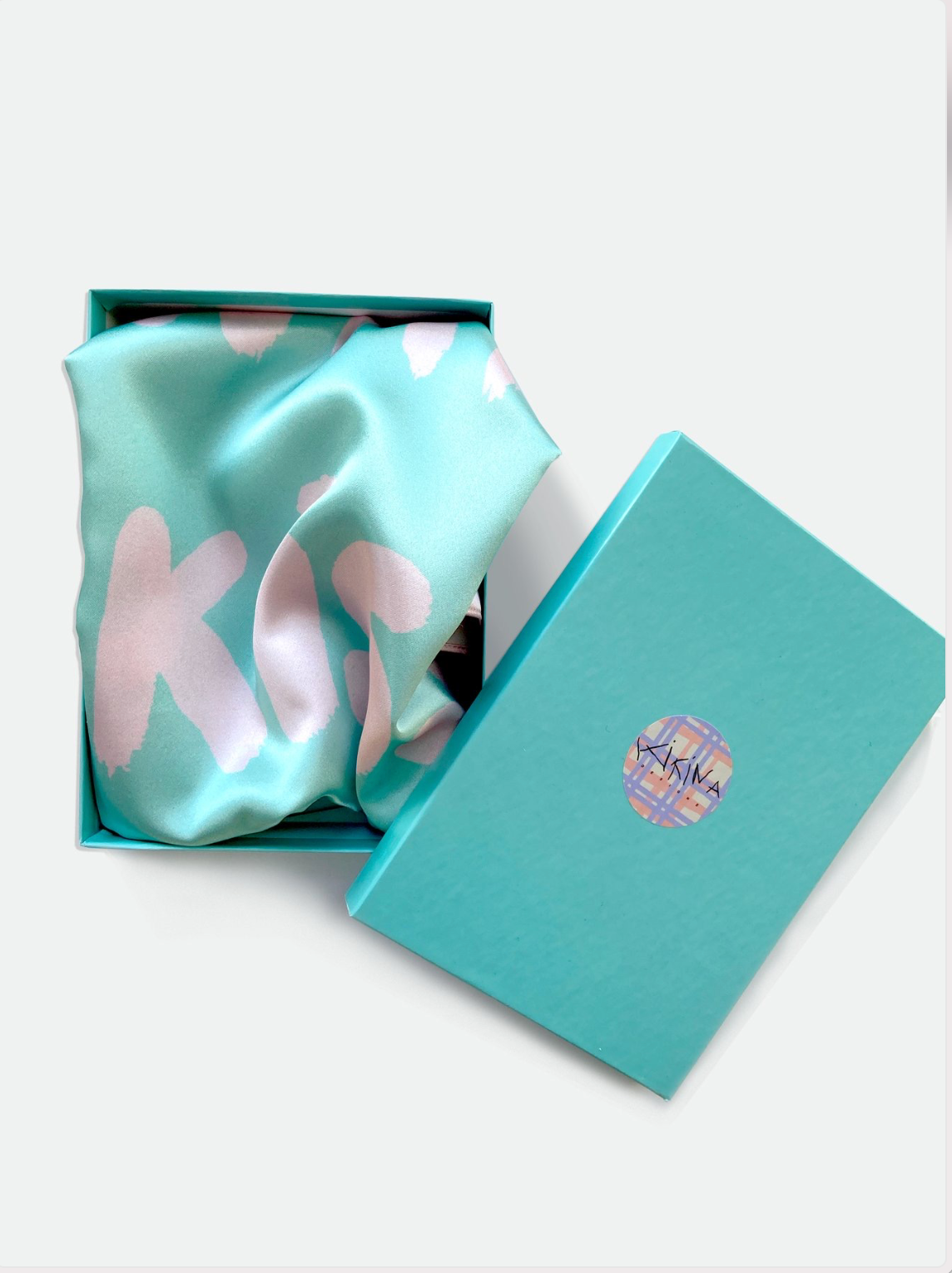 I want to Kiss U Painted Slogan Natural Satin Silk Bandana
