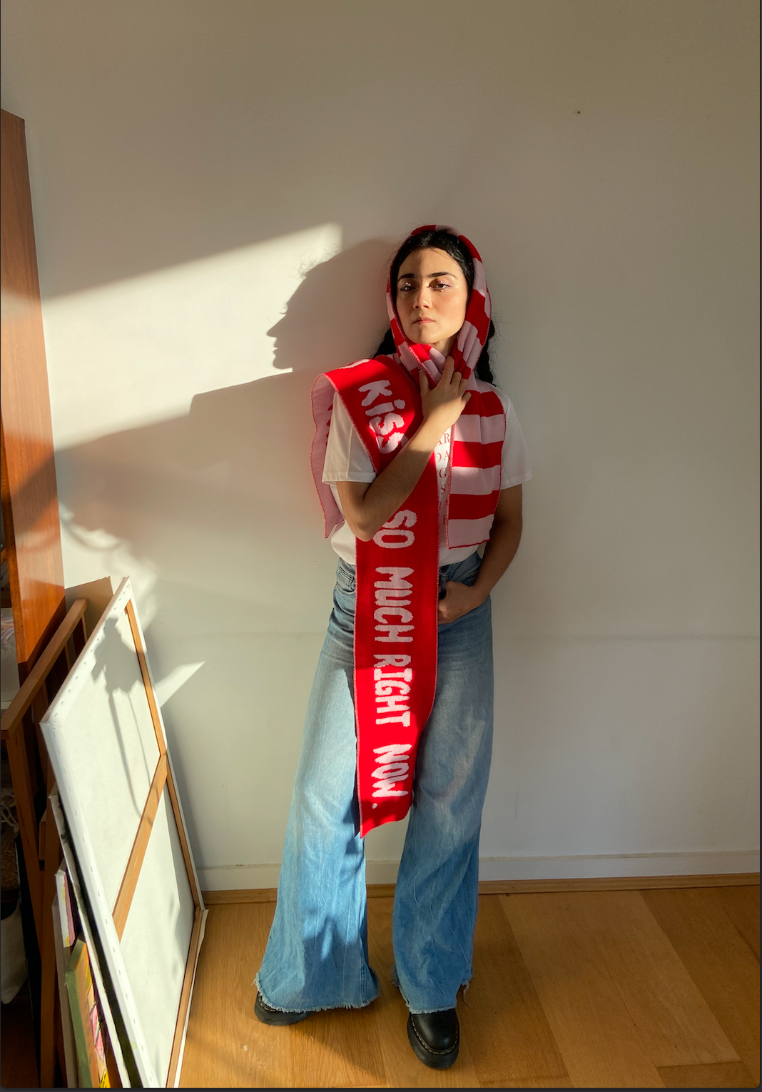 Kiss Slogan Wool and Cashmere Scarf