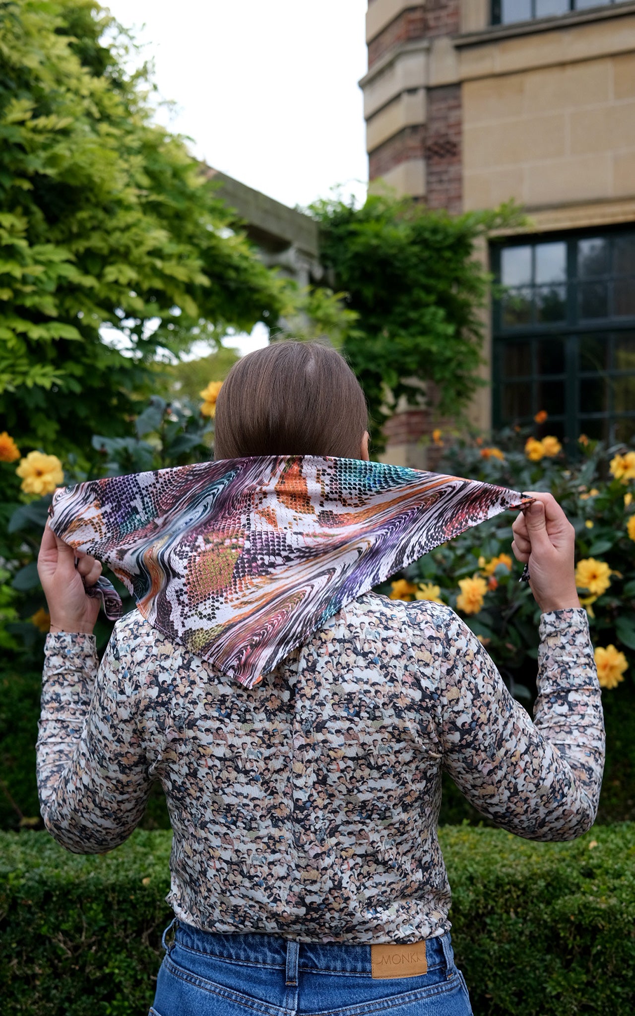 Trippy Snake Print Real Satin Silk Bandana