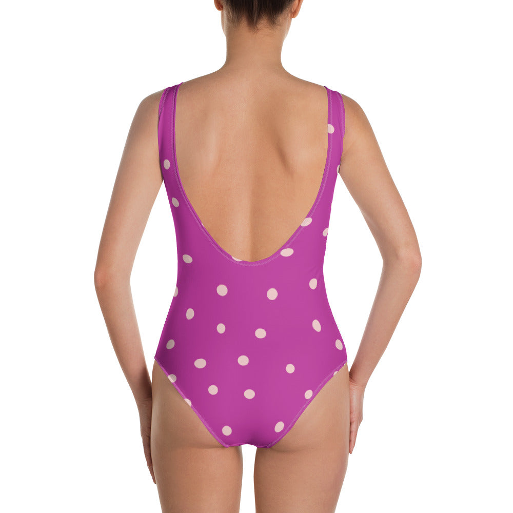 Dot One-Piece Swimsuit in Purple