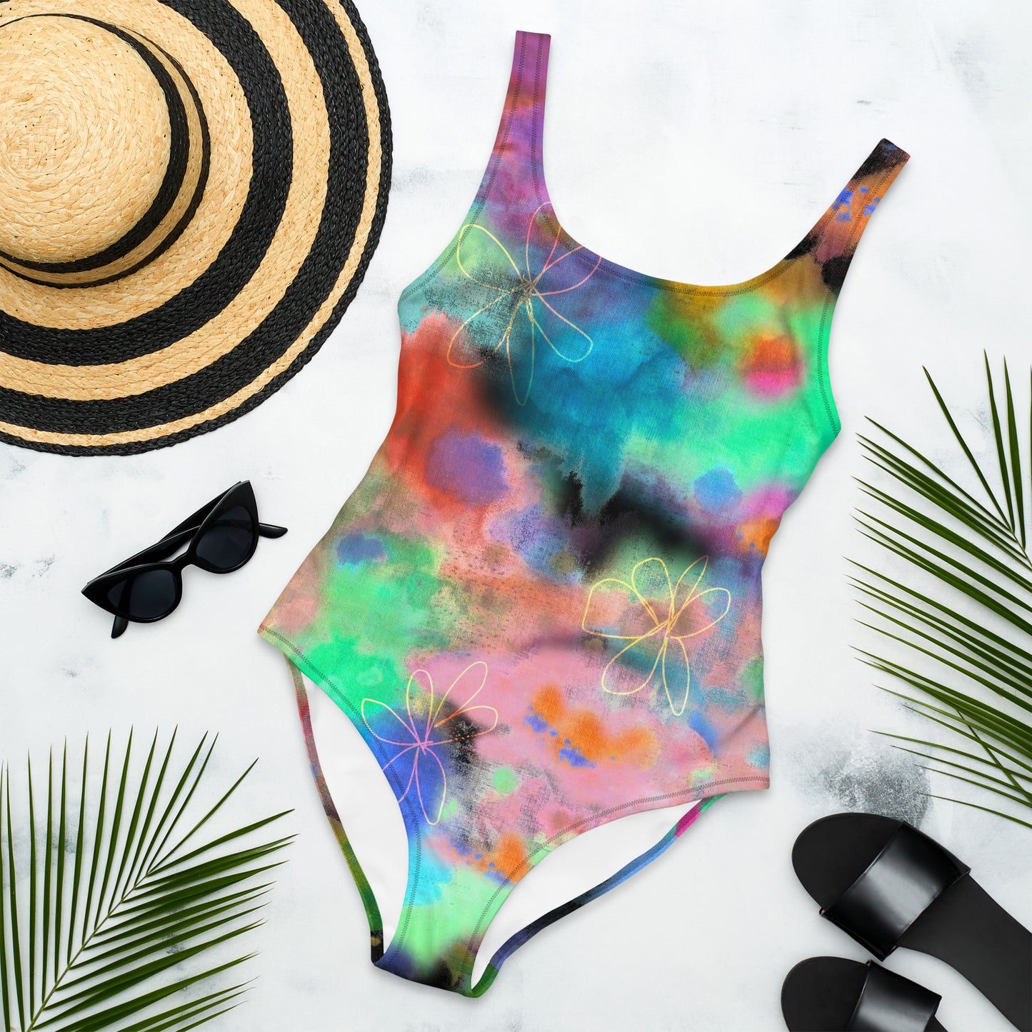 Tie Dye Printed One-Piece Swimsuit