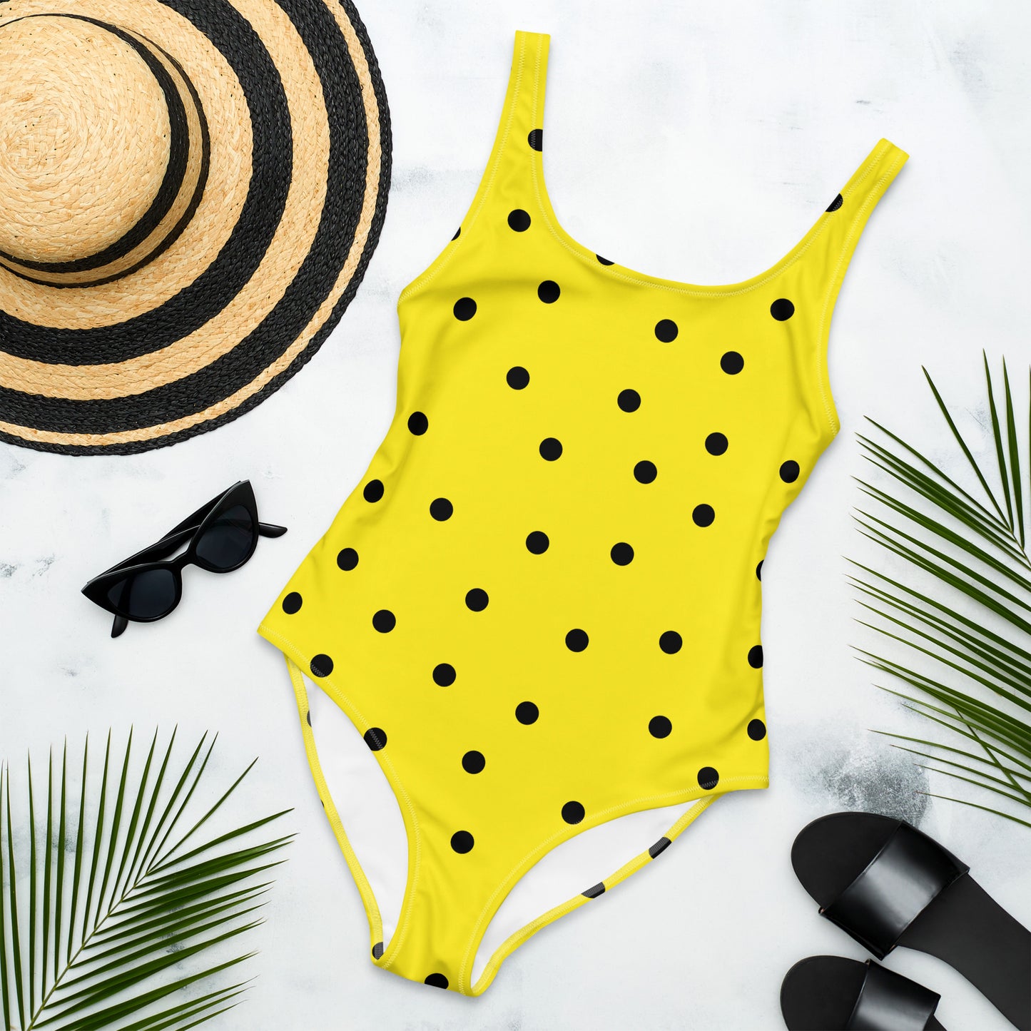 Dot One Piece Swimsuit in Yellow