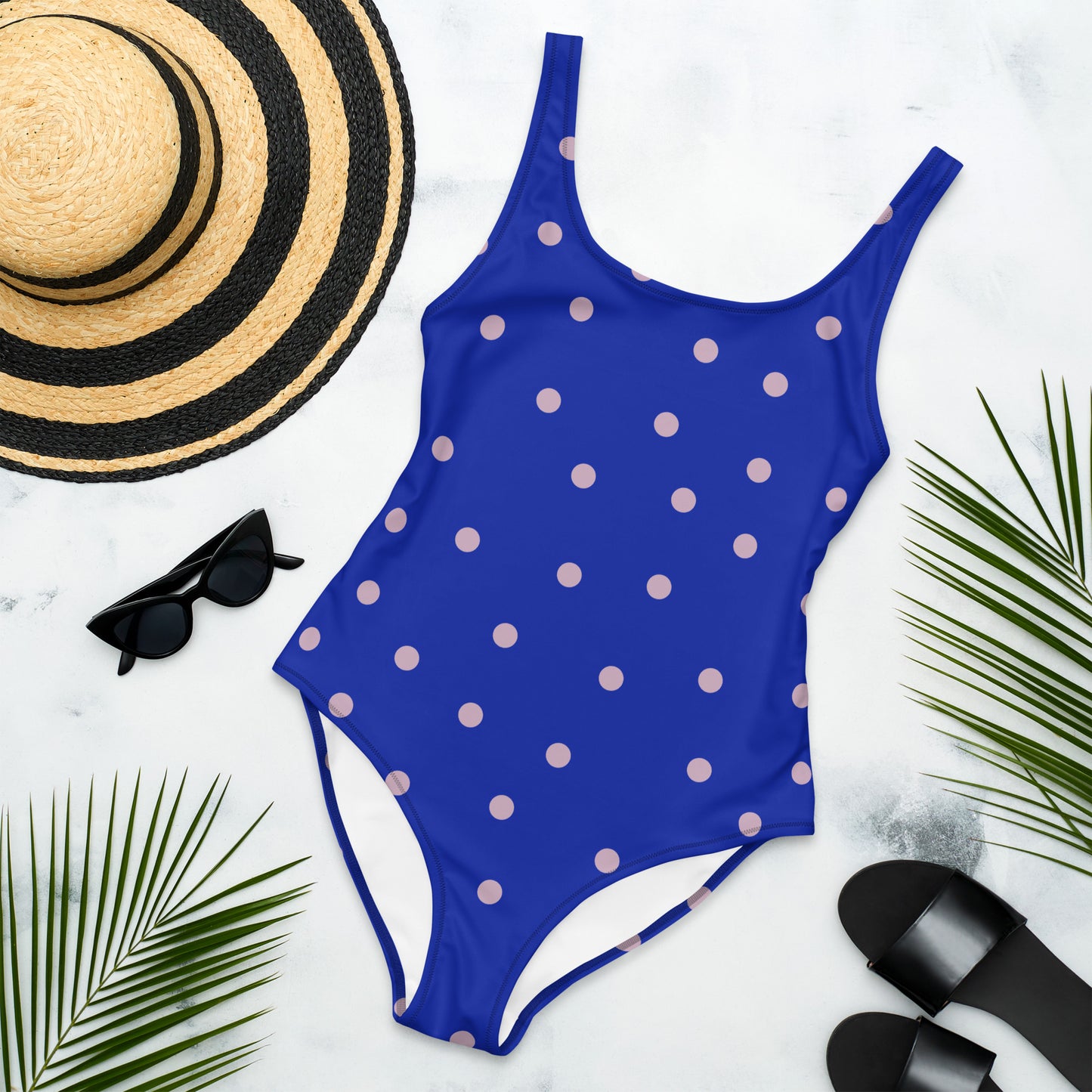 Dot One-Piece Swimsuit in Royal Blue