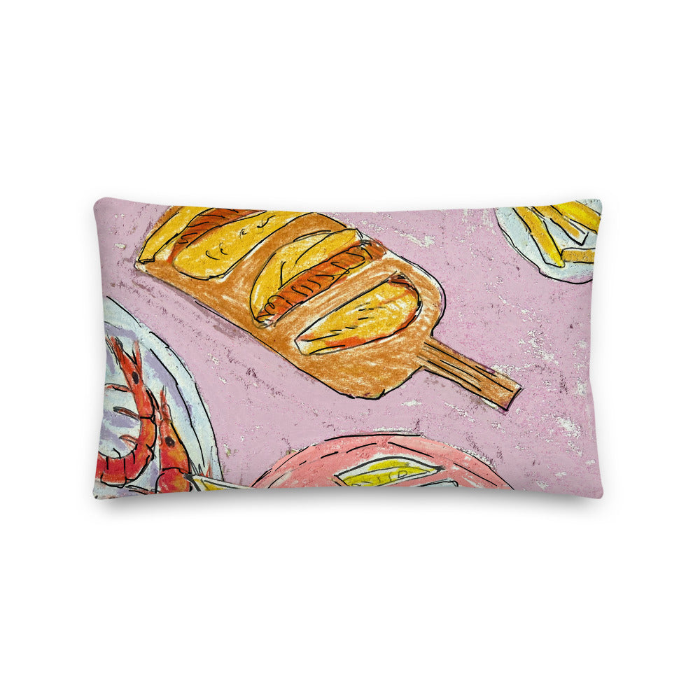 Tapas with Prawns. Dreaming of Spain Reversible Cushion