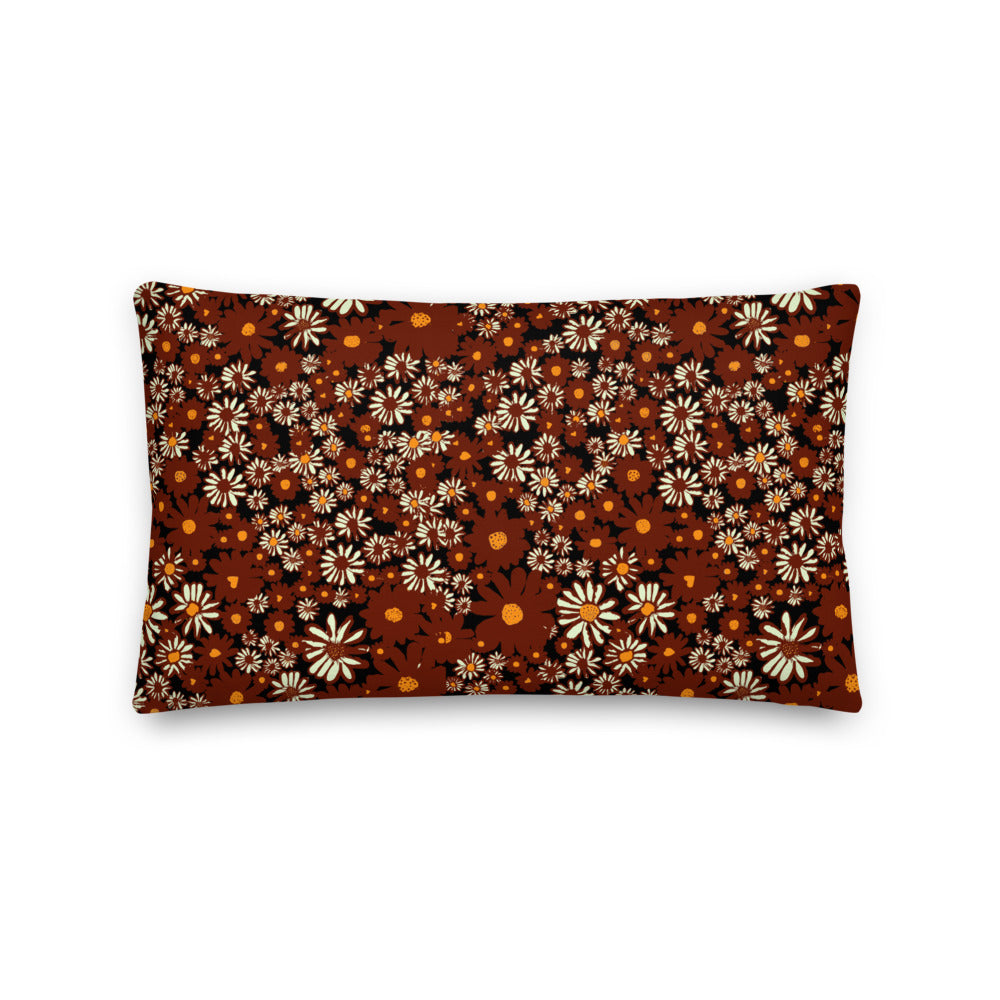 Daisy Premium Linen Look Cushion in Chocolate