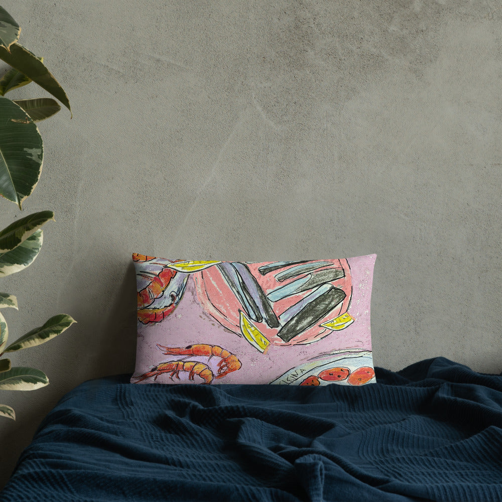 Tapas with Prawns. Dreaming of Spain Reversible Cushion