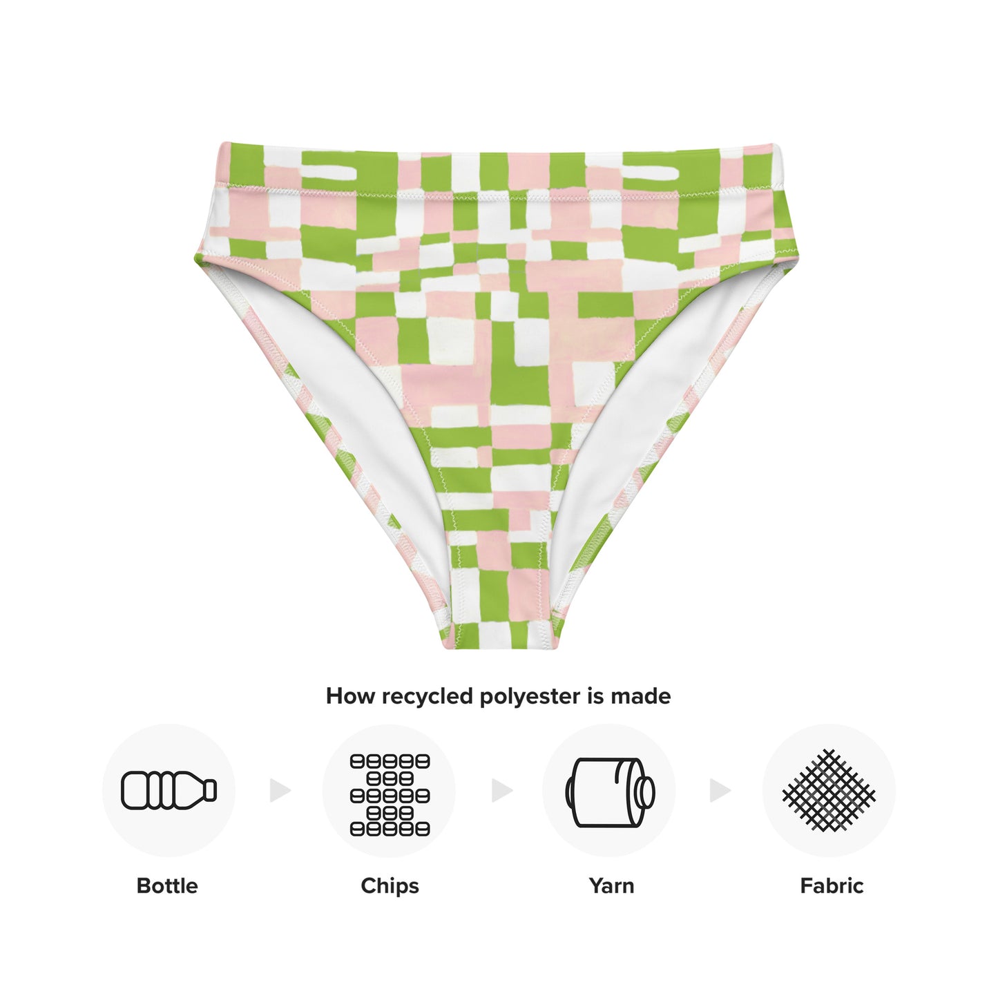 Mix and Match Checkered Recycled High Waisted Bikini Bottom