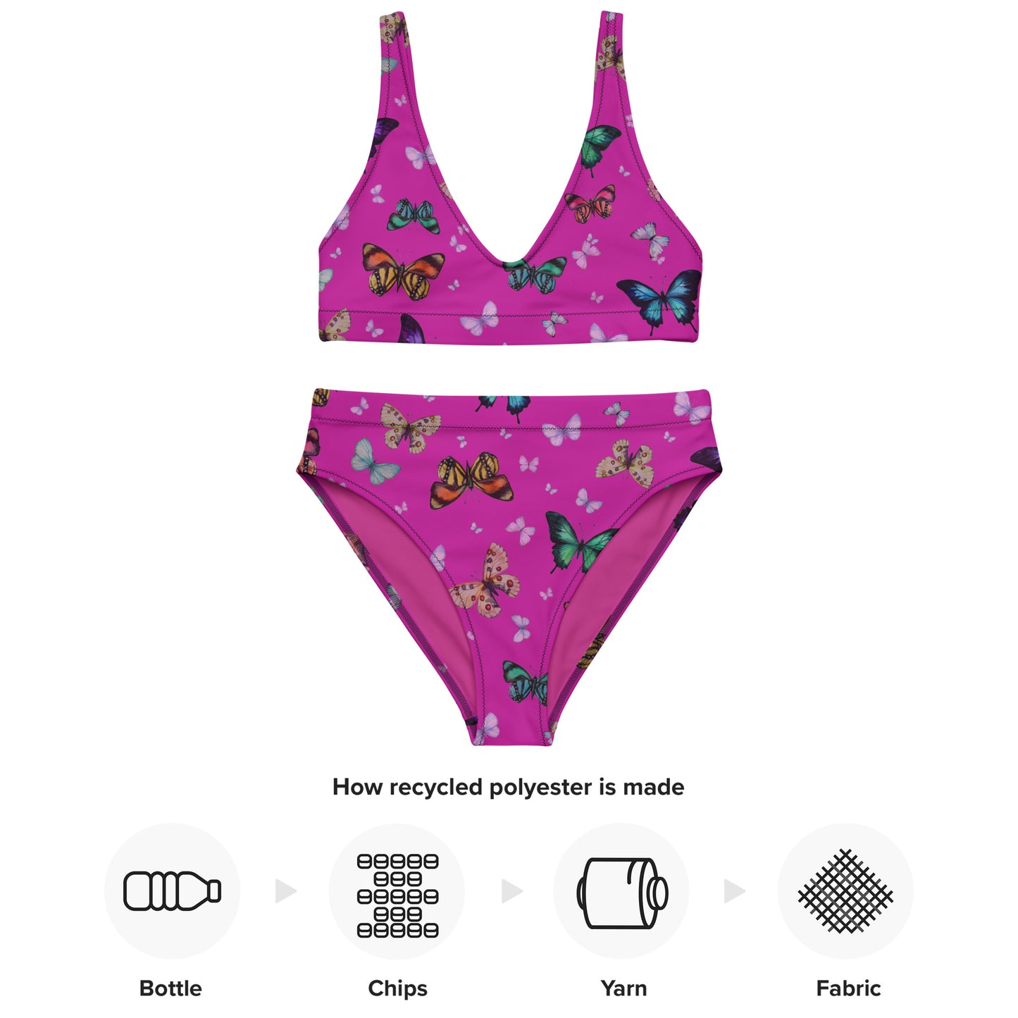 Butterflies Print Recycled High Waisted Bikini