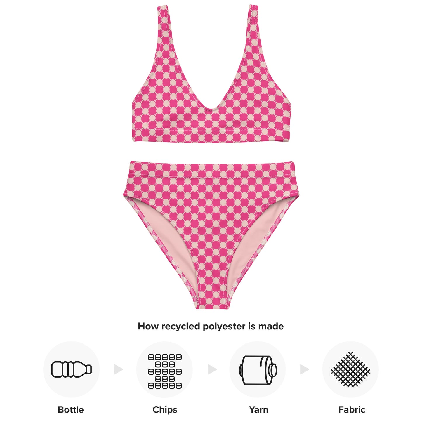 Checkered Recycled High Waisted Bikini