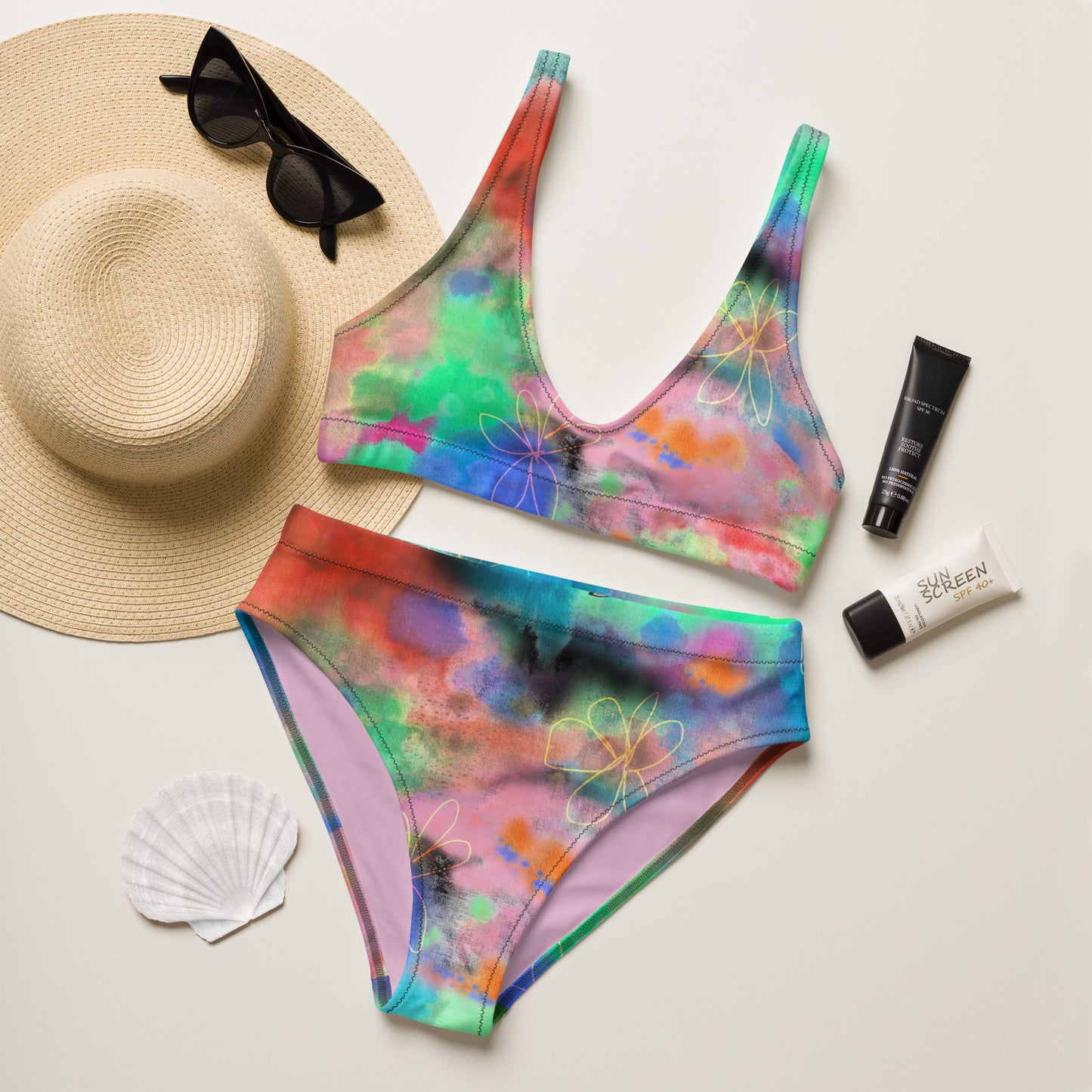 Tie Dye Recycled High-waisted Bikini