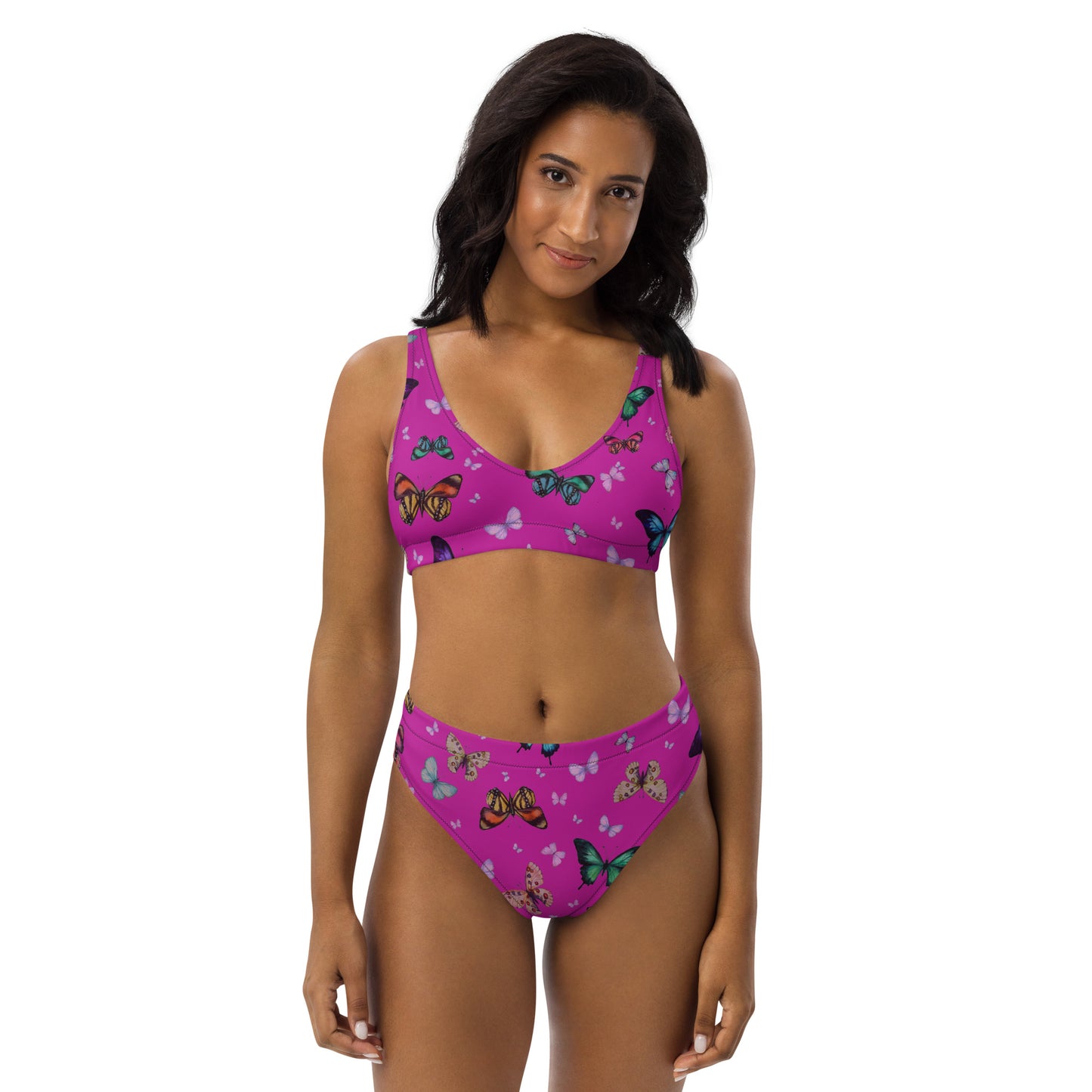 Butterflies Print Recycled High Waisted Bikini