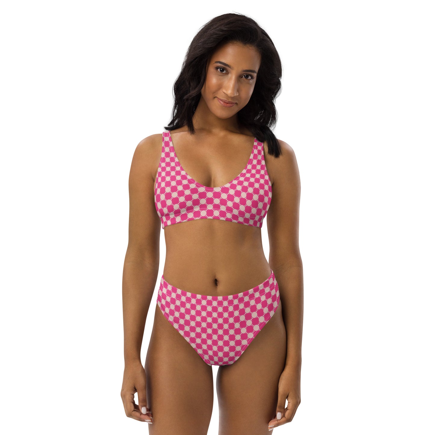 Checkered Recycled High Waisted Bikini