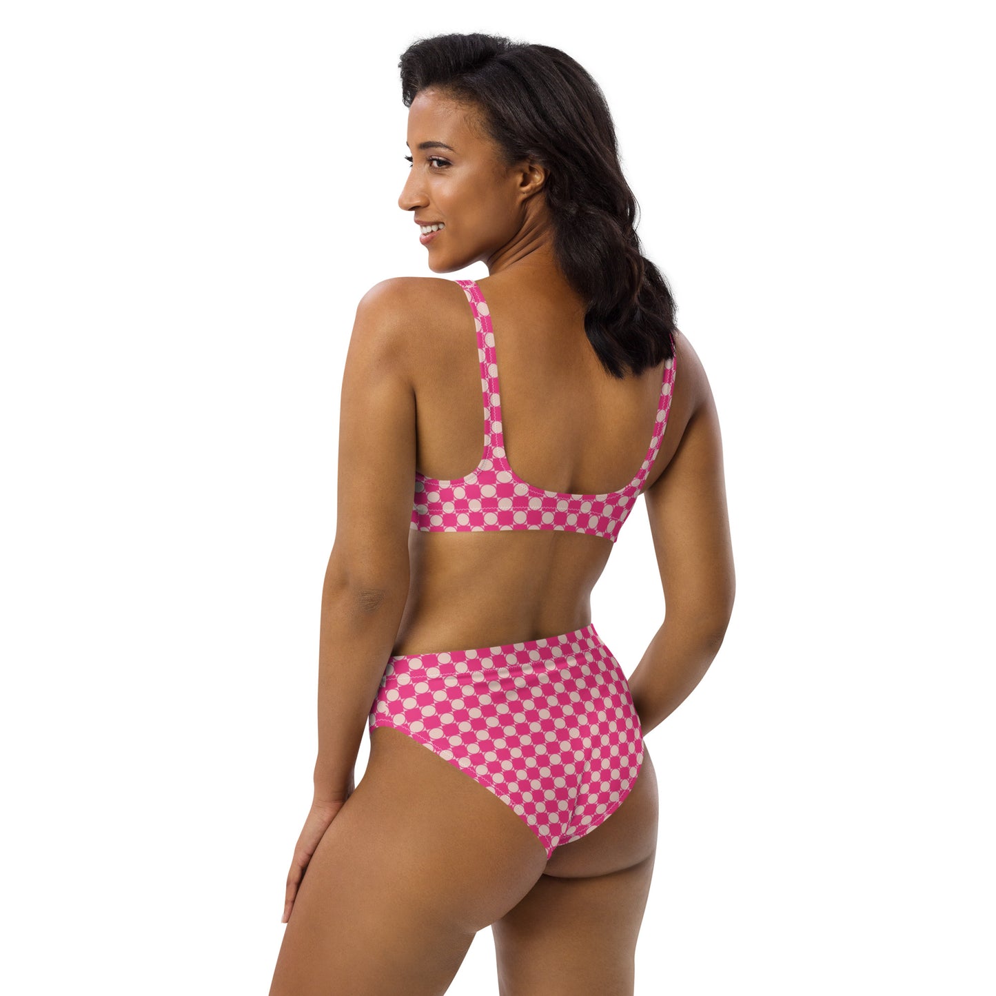 Checkered Recycled High Waisted Bikini