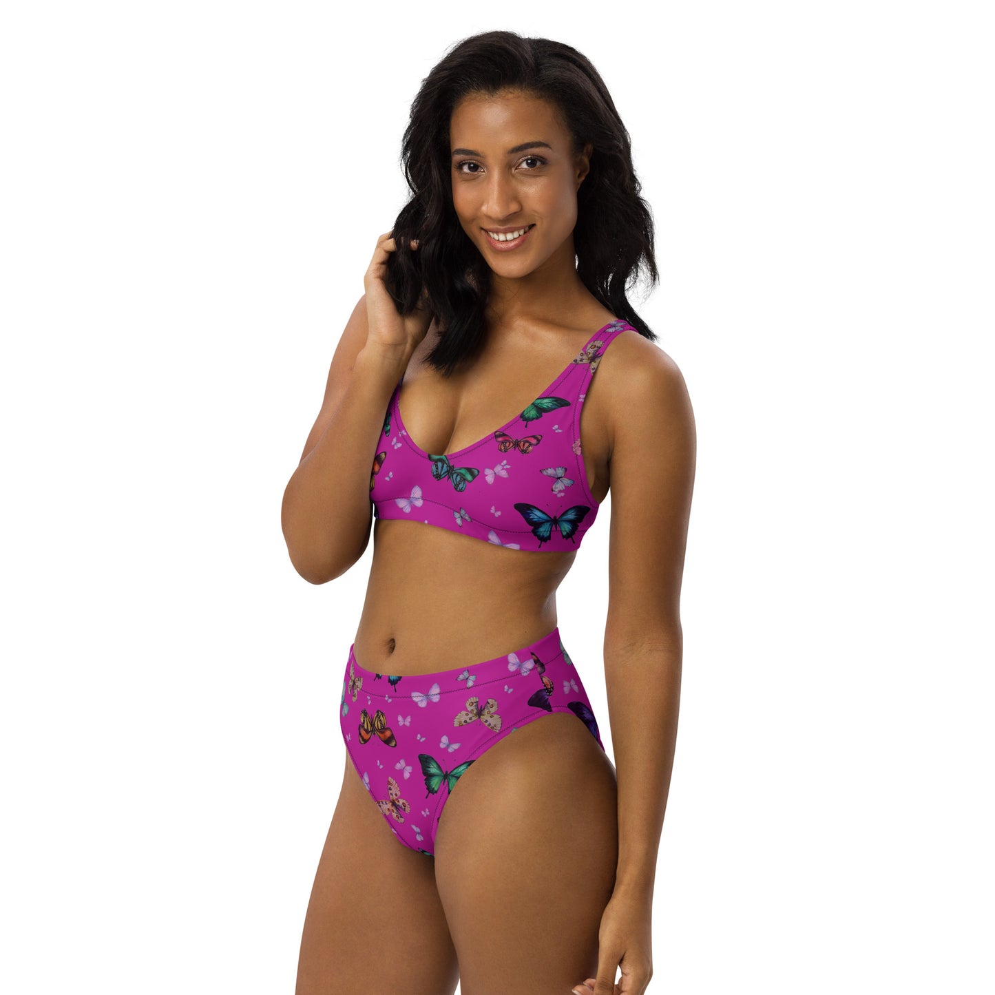 Butterflies Print Recycled High Waisted Bikini
