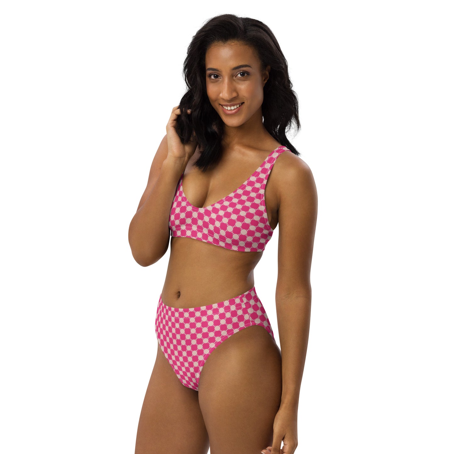 Checkered Recycled High Waisted Bikini