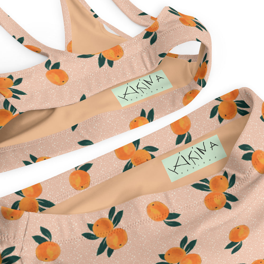 Orange Print Recycled High-waisted Bikini