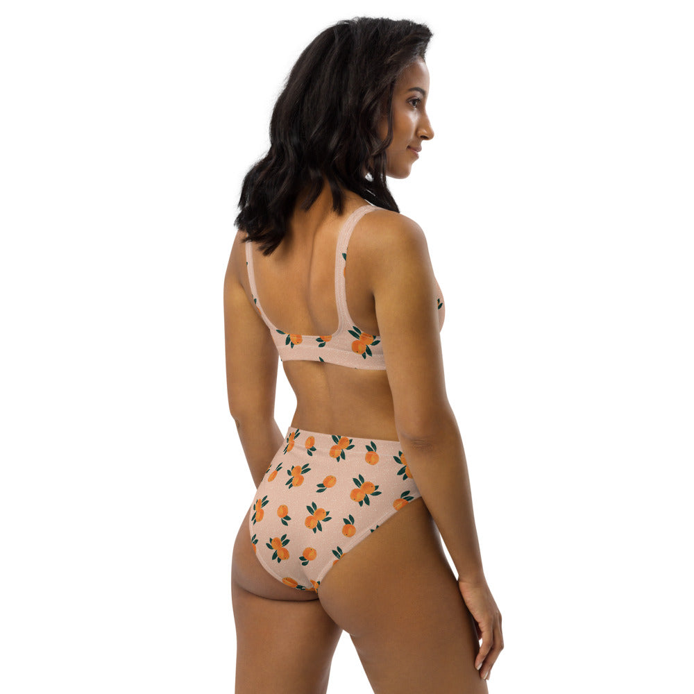 Orange Print Recycled High-waisted Bikini