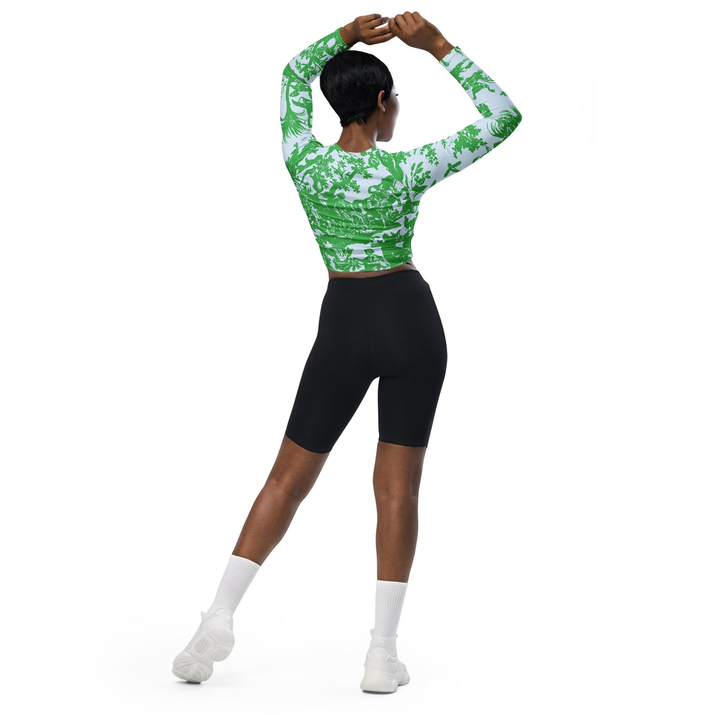 Toile de Jouy Recycled long-sleeve Crop Top