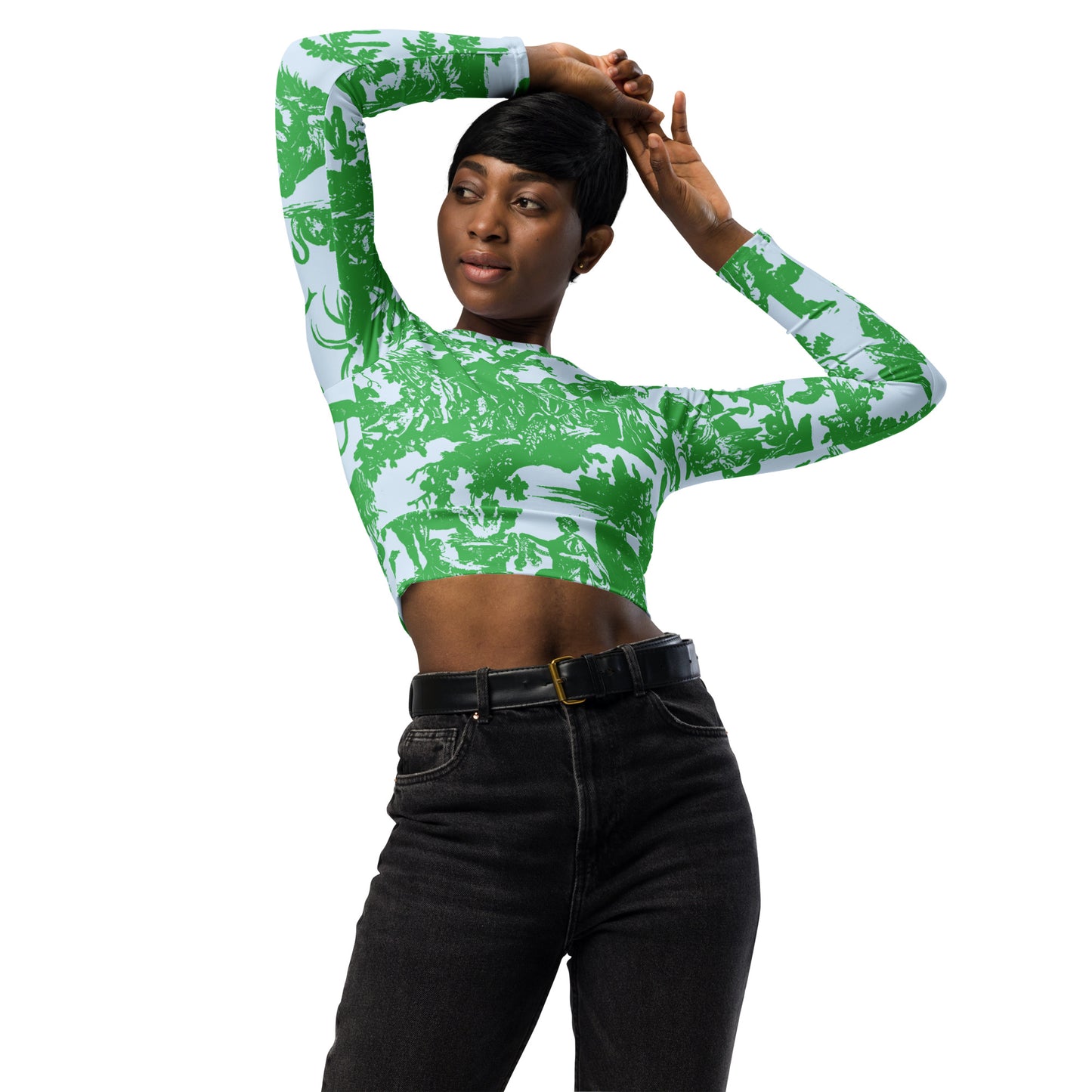 Toile de Jouy Recycled long-sleeve Crop Top