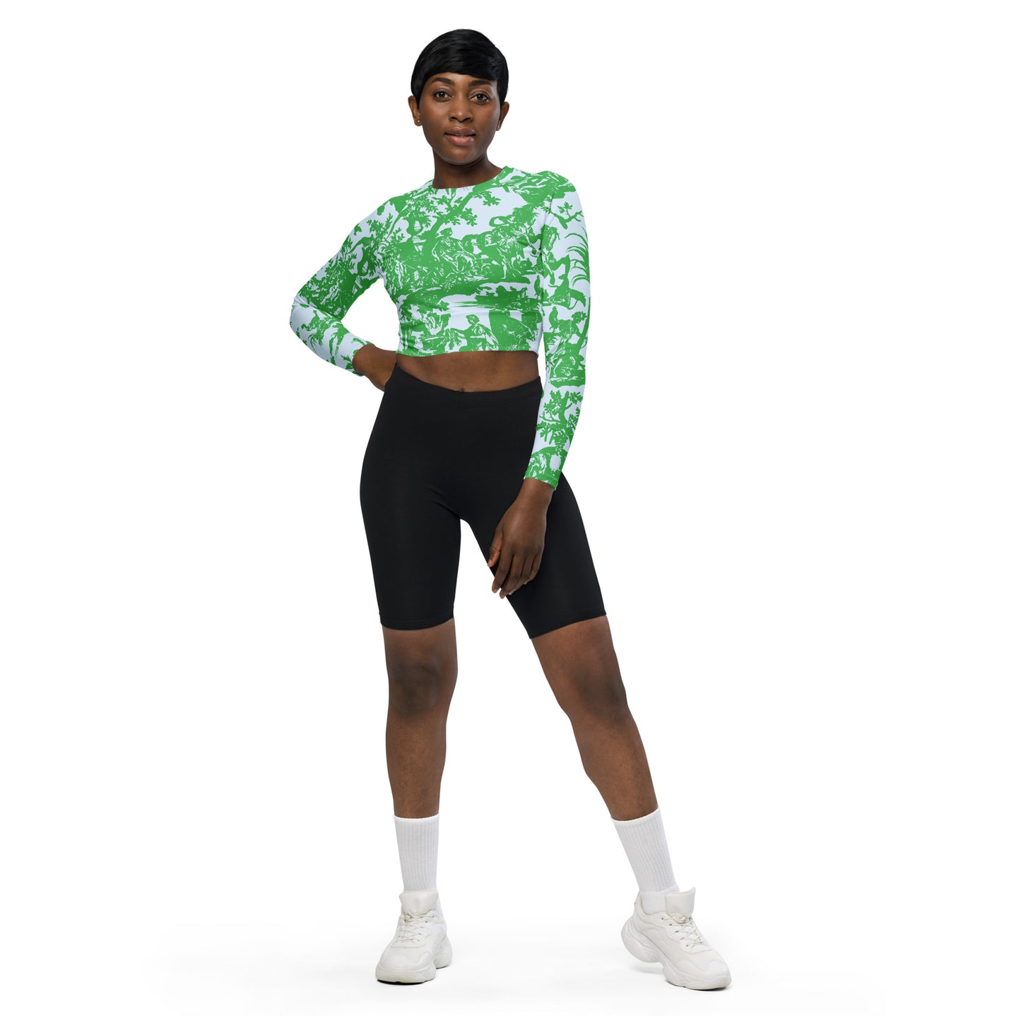 Toile de Jouy Recycled long-sleeve Crop Top