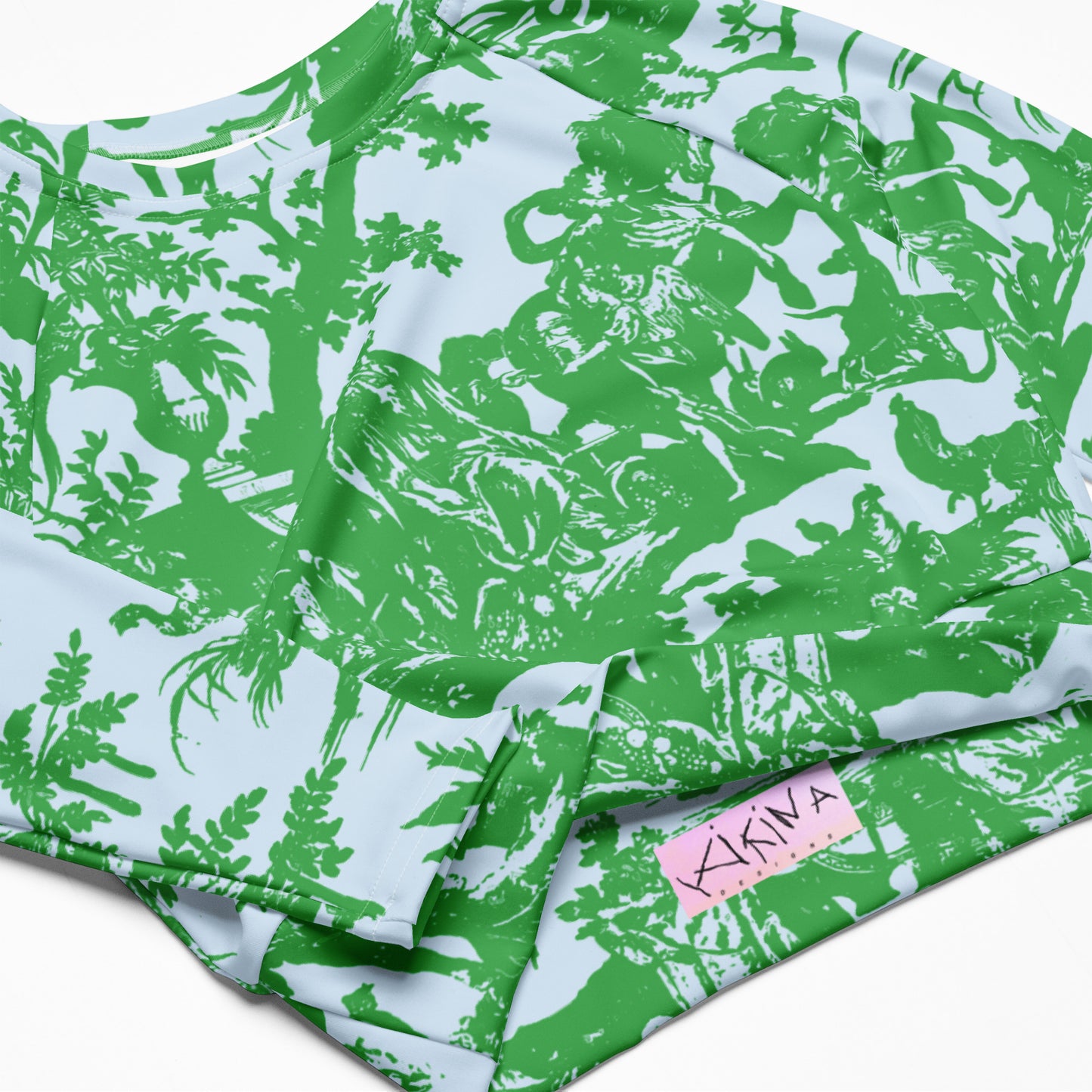 Toile de Jouy Recycled long-sleeve Crop Top