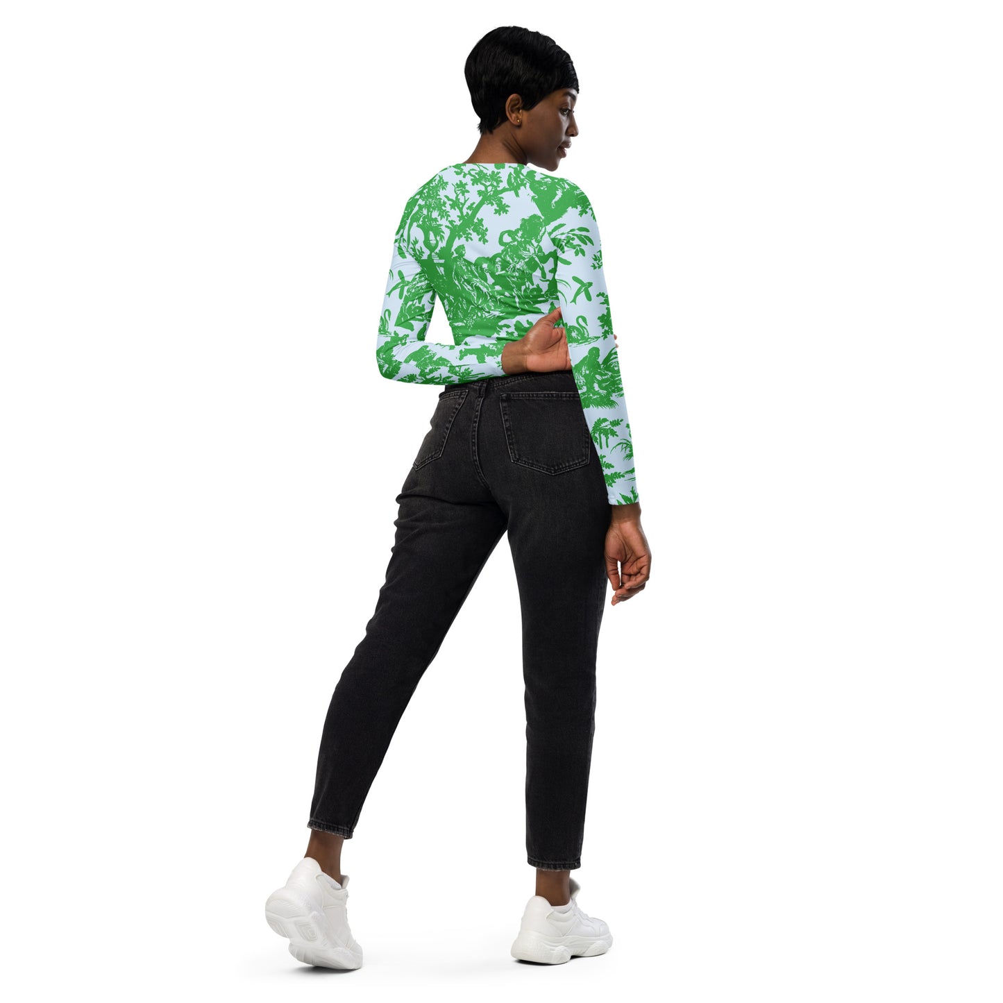 Toile de Jouy Recycled long-sleeve Crop Top