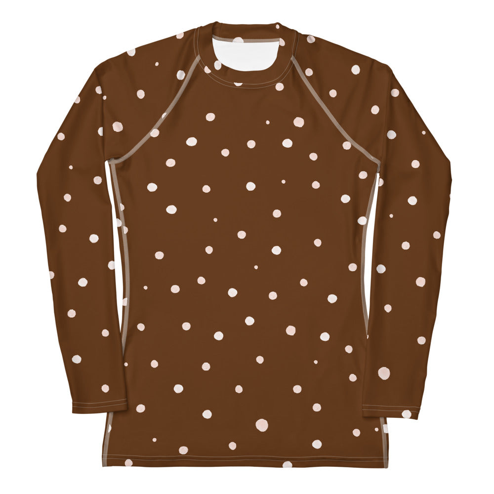 Polka Dot Women's Rash Guard Long Sleeve Fitted Top to Match Cycling Shorts