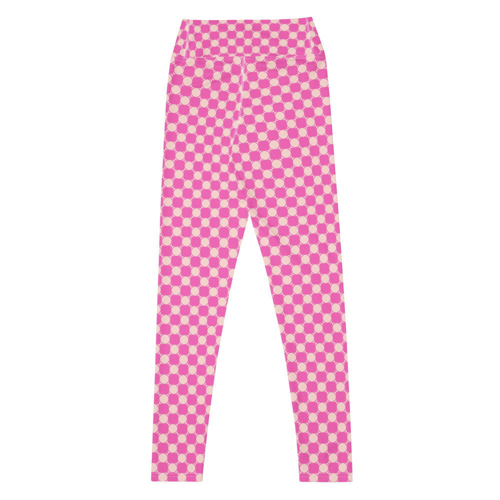 Checkered Yoga Leggings in Fuchsia Pink