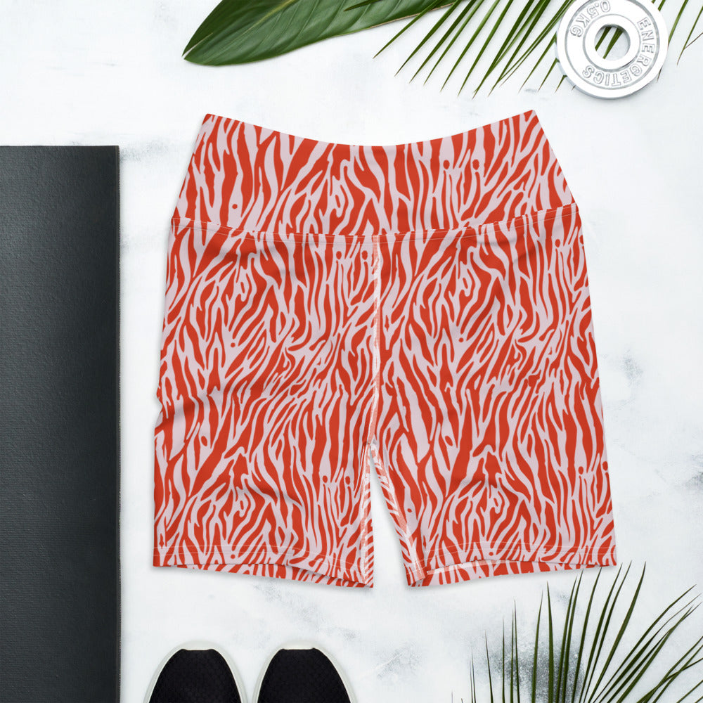 Zebra Print Biker Shorts in red