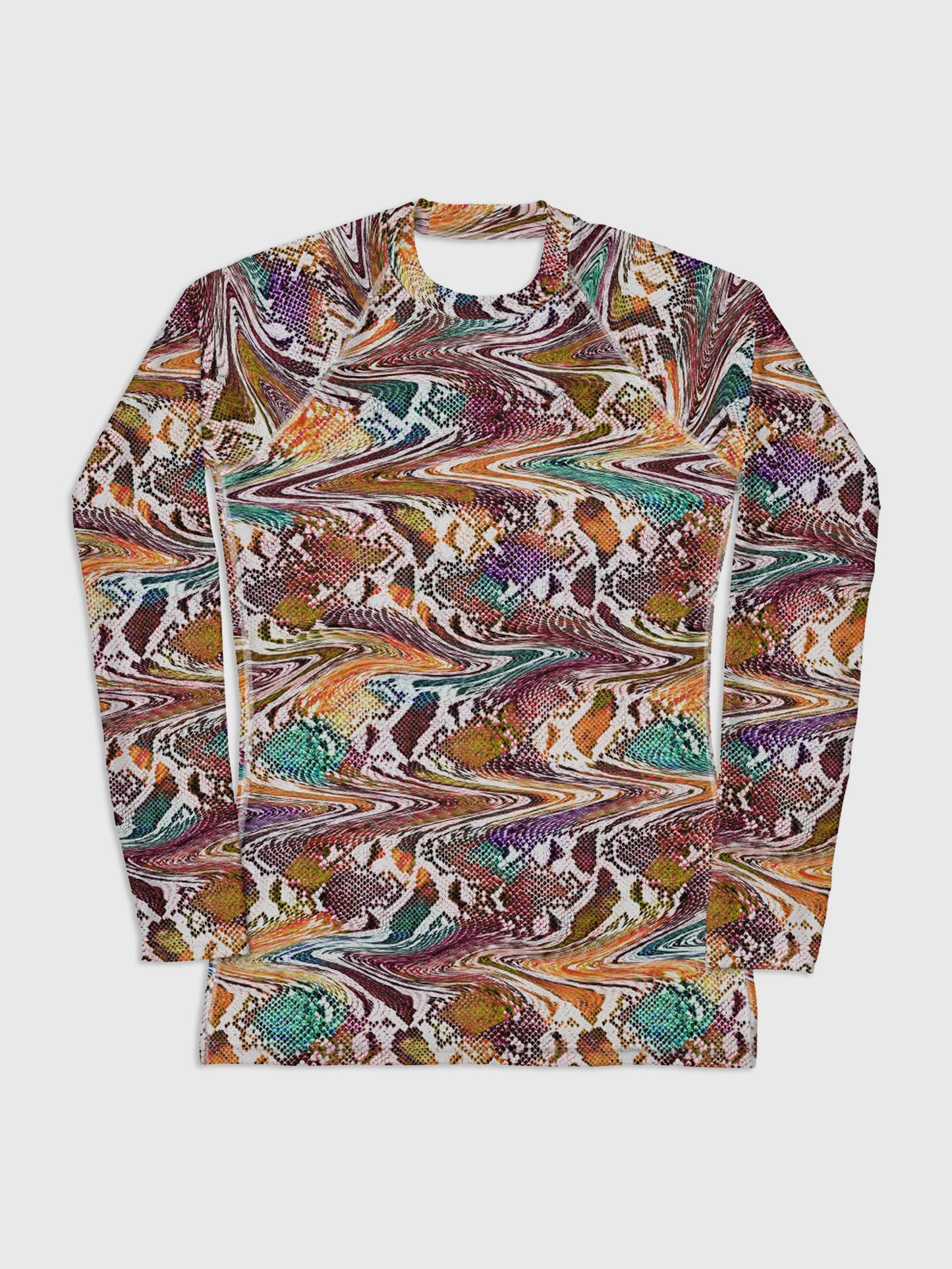 Trippy Snake Print Women's Rash Guard Long Sleeve