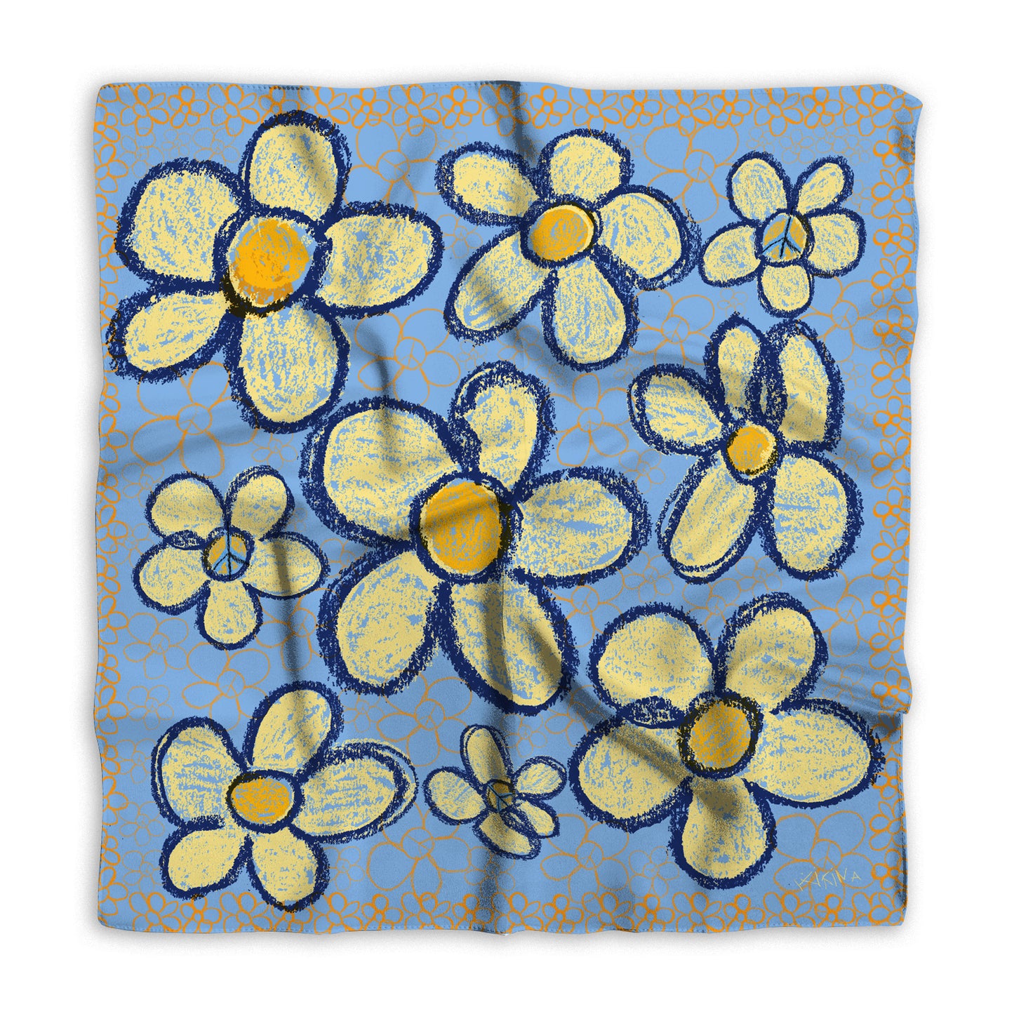 Pastel Daisy Satin Silk Bandana