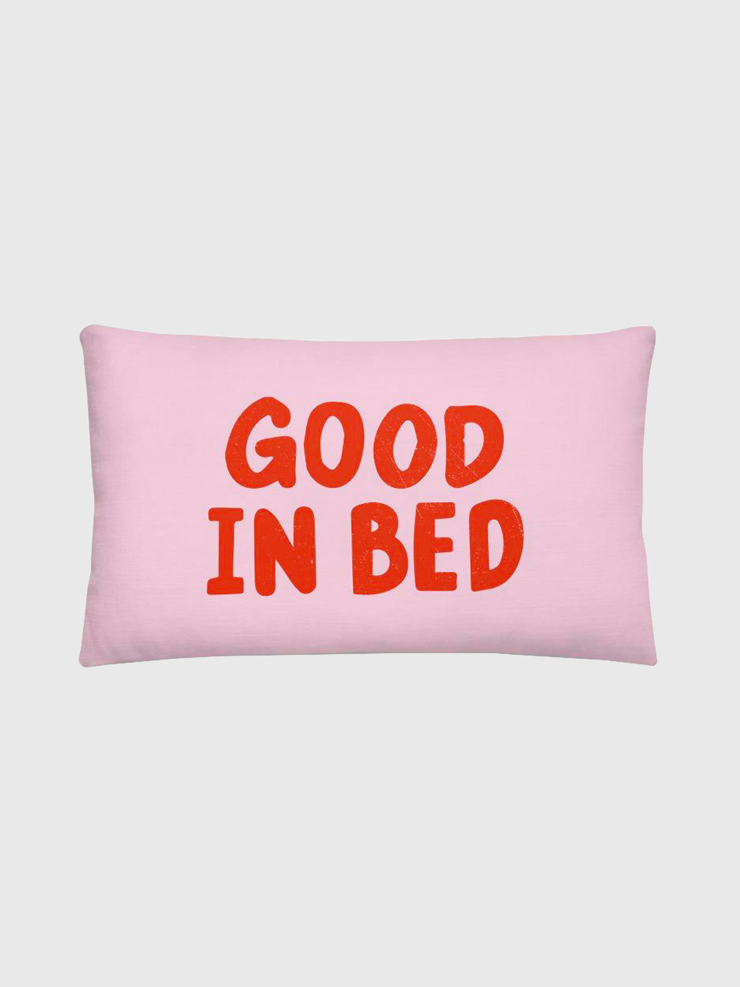 Good in Bed Slogan. Reversible Canvas Cushion