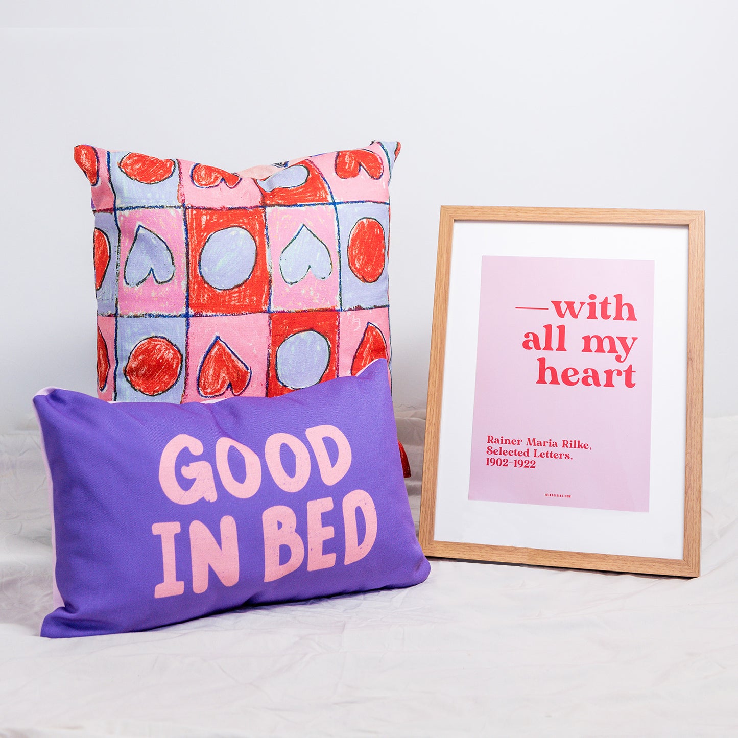 Good in Bed Slogan. Reversible Canvas Cushion