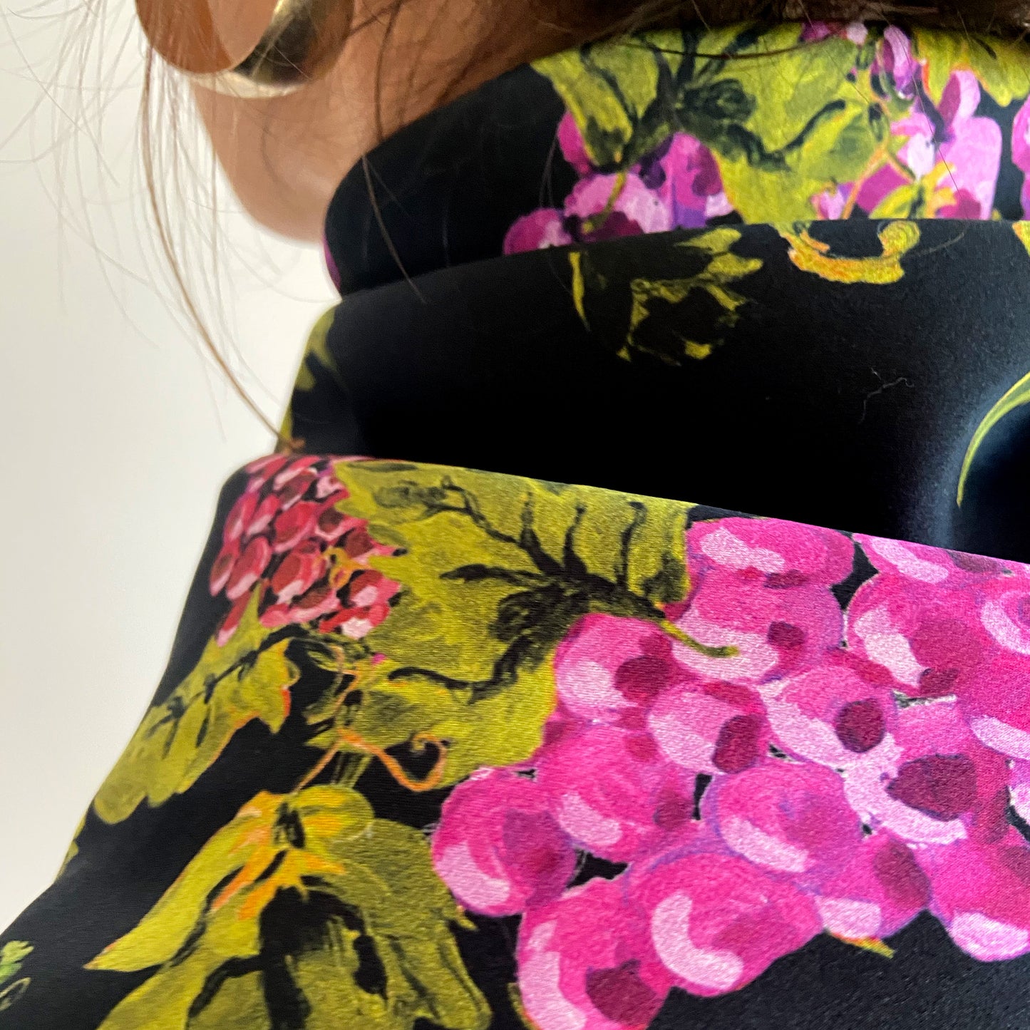 Grape Print Bandana Satin Silk Scarf