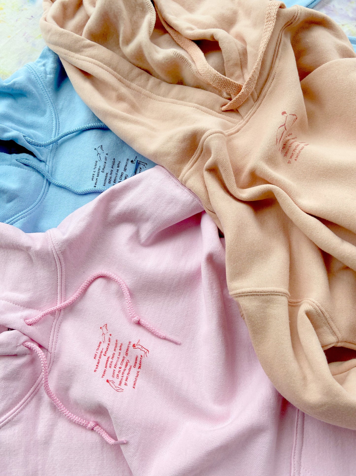 Akhmatova Poem Cropped Hoodie in Peach Made to Order