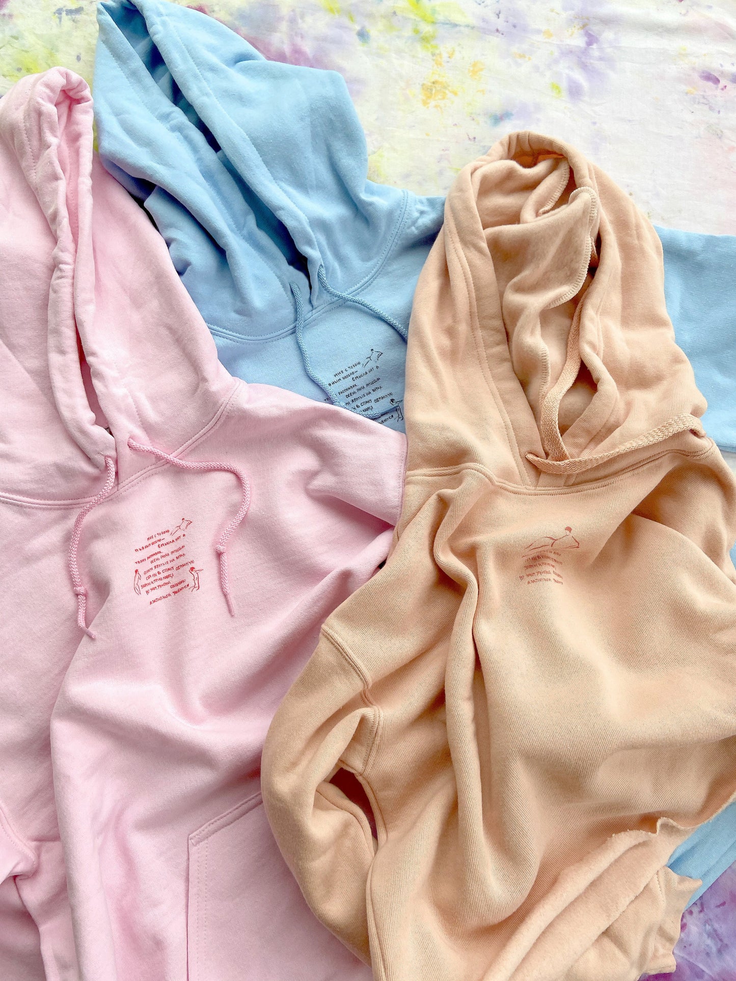 Akhmatova Poem Cropped Hoodie in Peach Made to Order