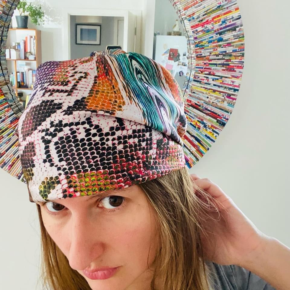 Trippy Snake Print Real Satin Silk Bandana