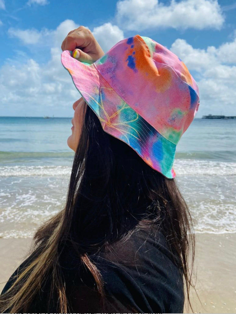 Tie Dye Printed Denim Bucket Hat