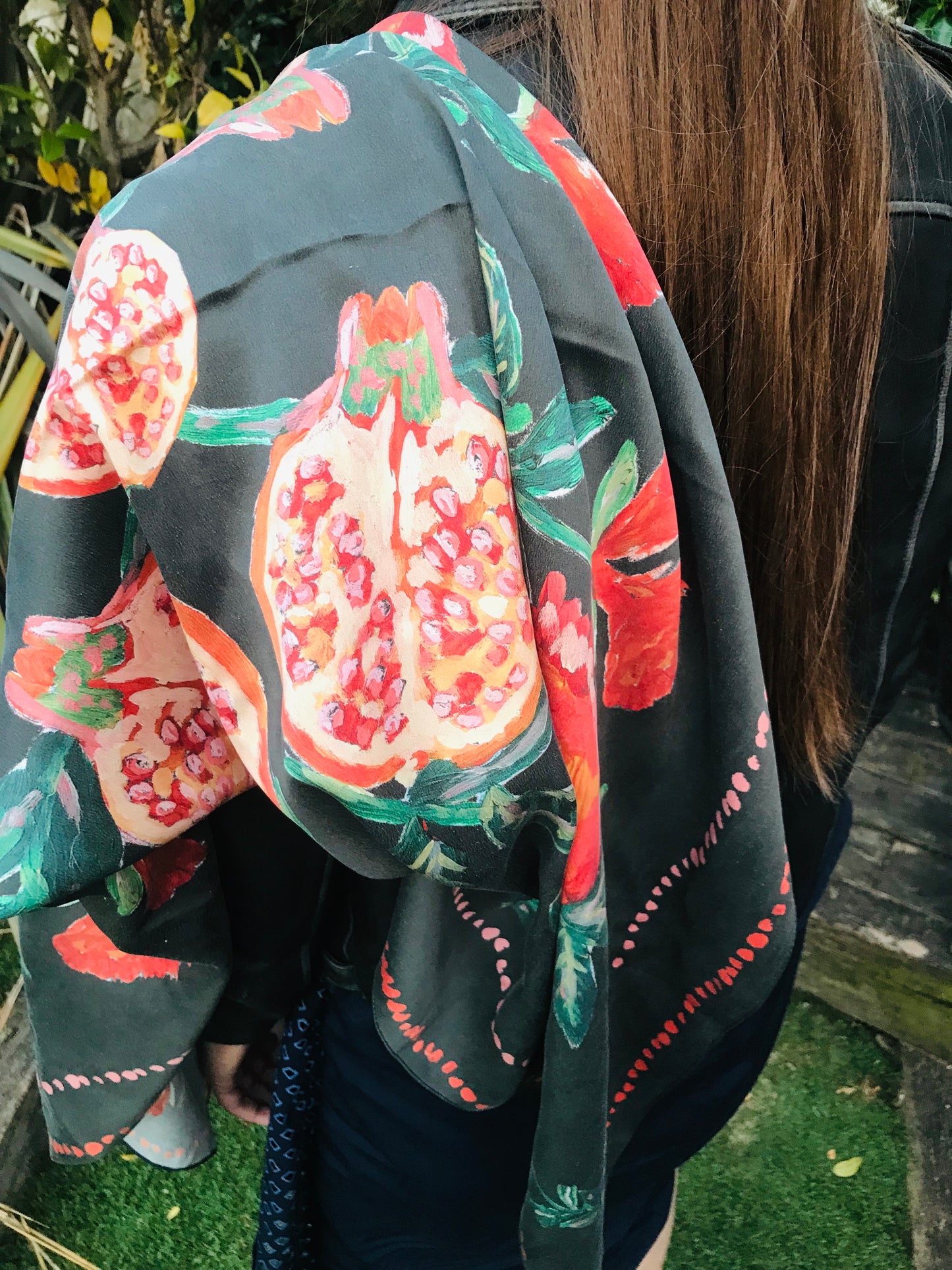 Parajanov. Pomegranate Print Silk Georgette Scarf