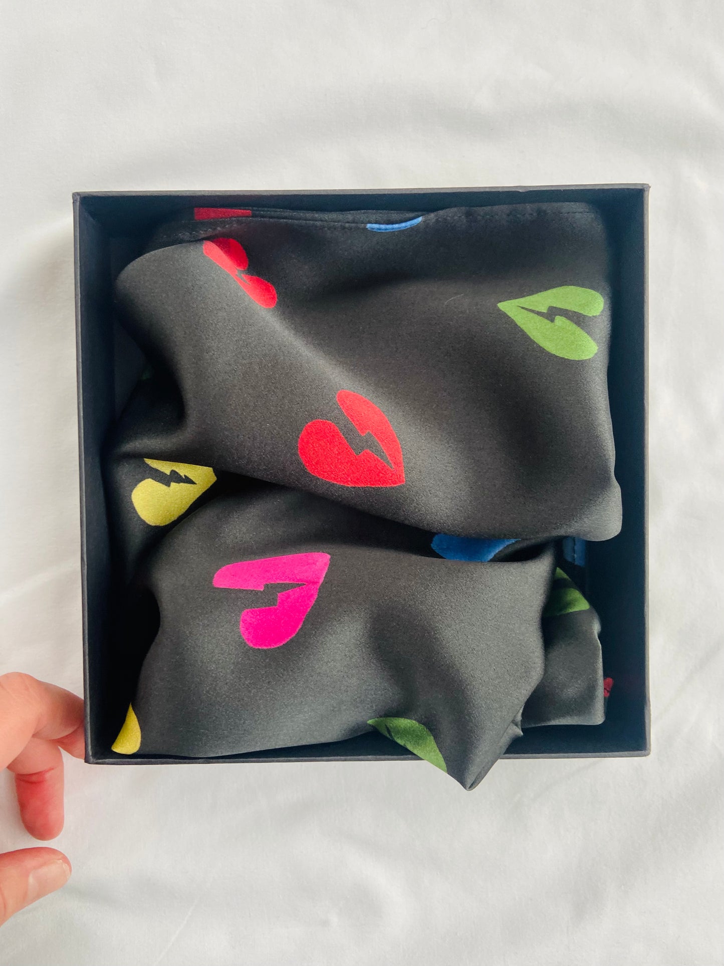 Broken Heart Satin Silk Bandana in Rainbow Colours
