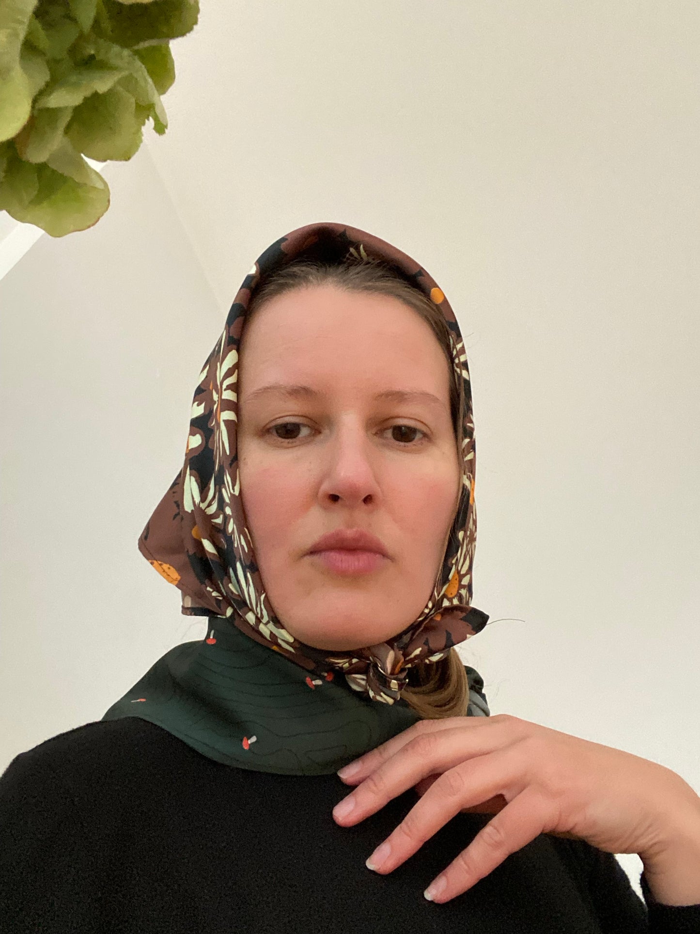 Mushroom Print Real Satin Silk Bandana