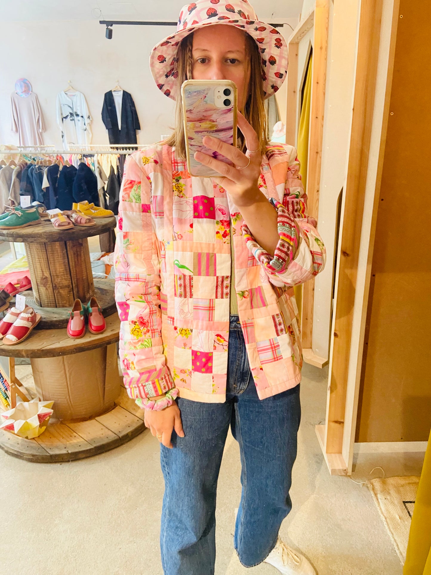 Strawberry Print Unisex Denim Bucket Hat