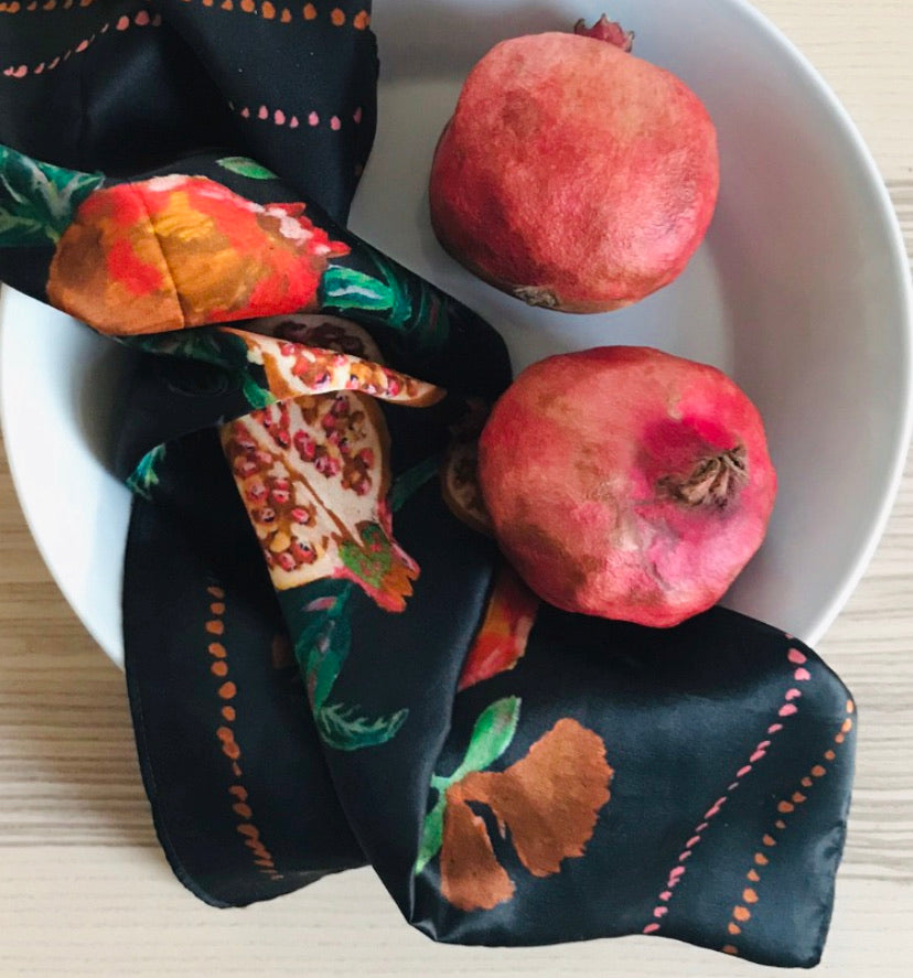 Parajanov. Pomegranate Print Silk Georgette Scarf