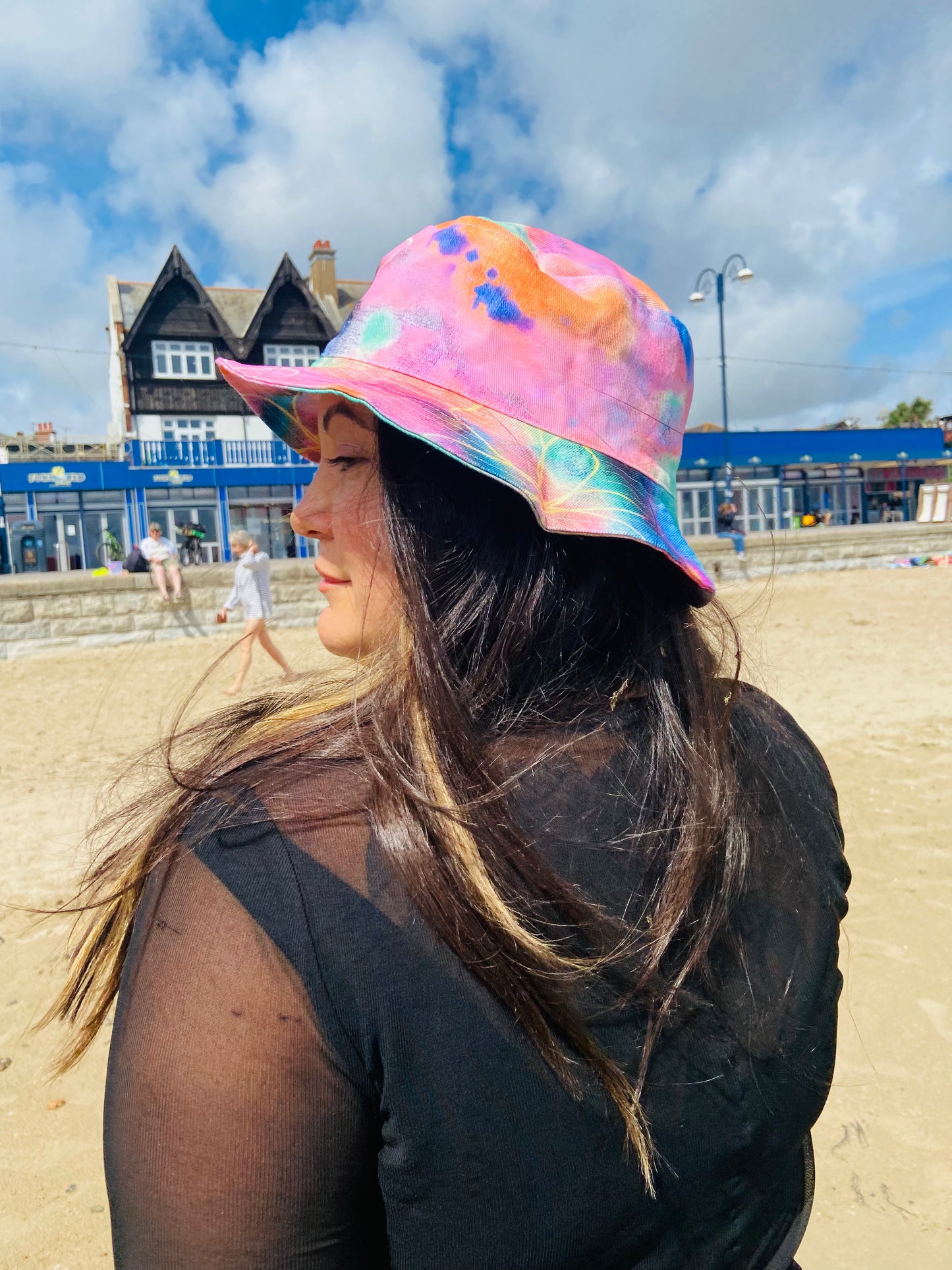 Tie Dye Printed Denim Bucket Hat