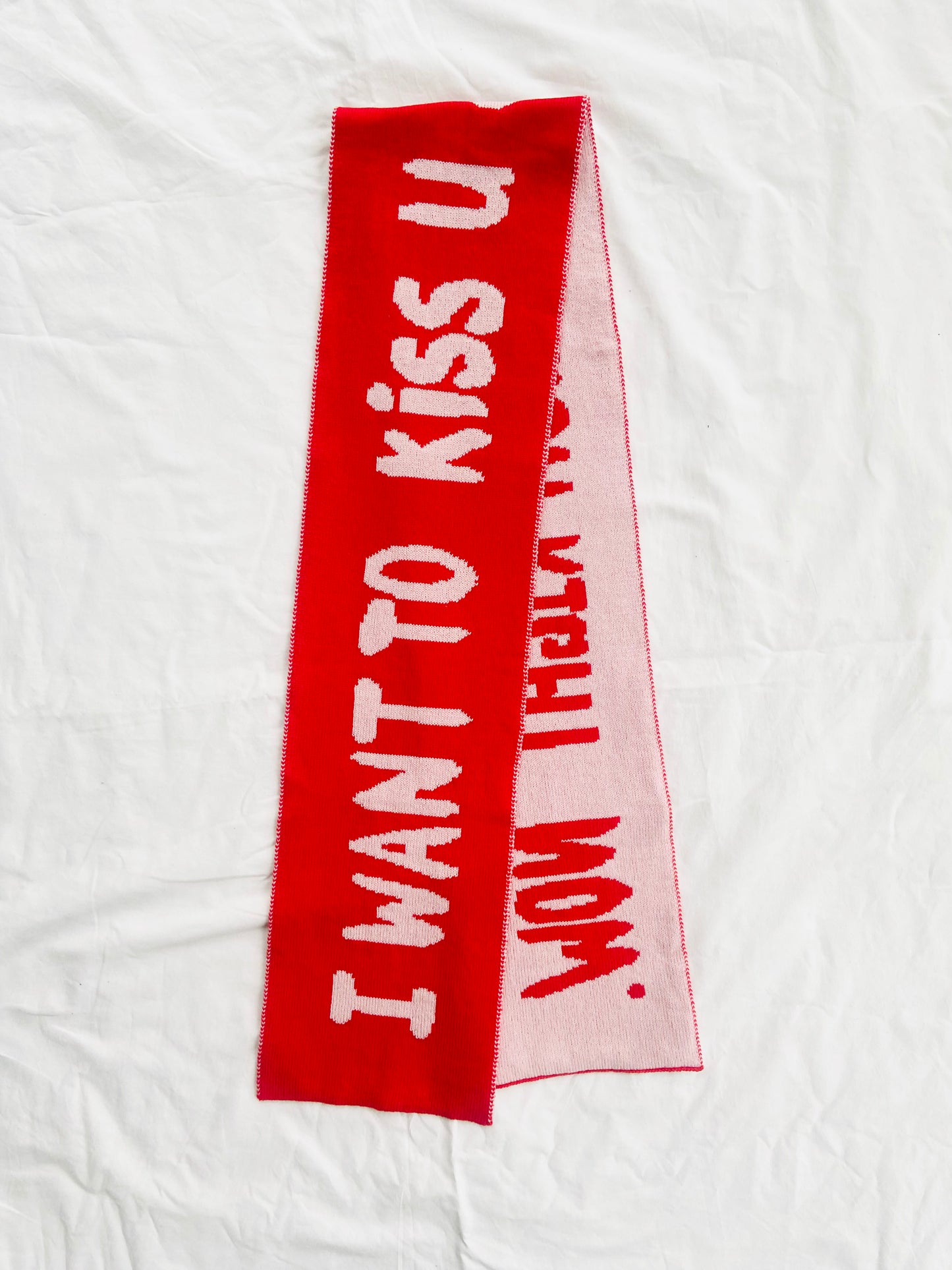Kiss Slogan Wool and Cashmere Scarf