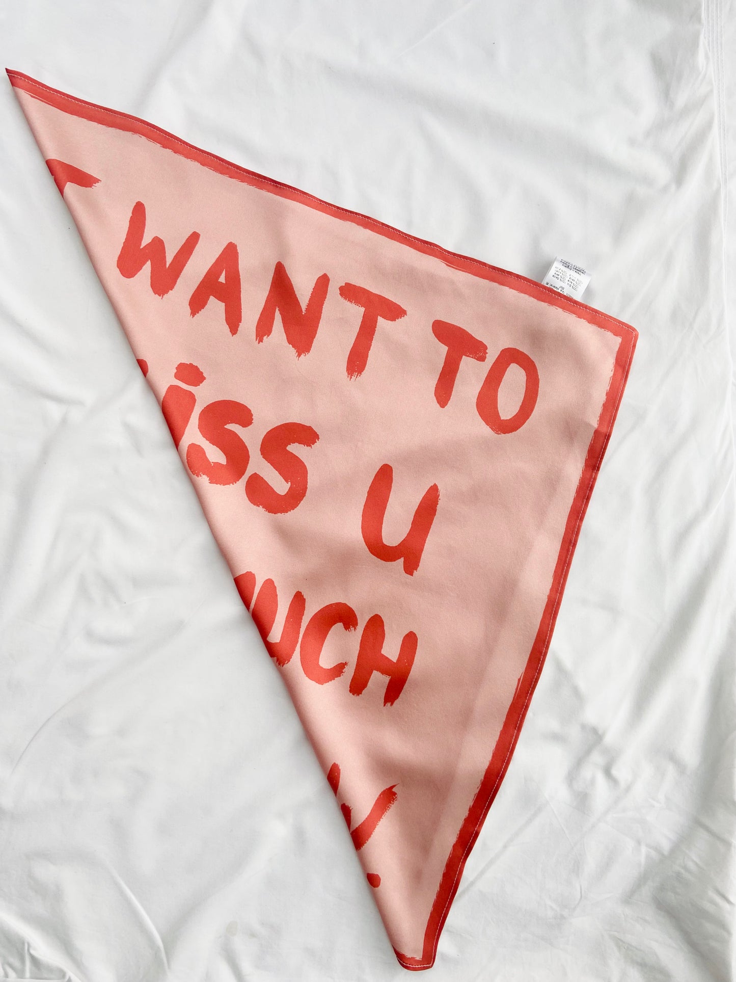 I want to Kiss U Painted Slogan Natural Satin Silk Bandana