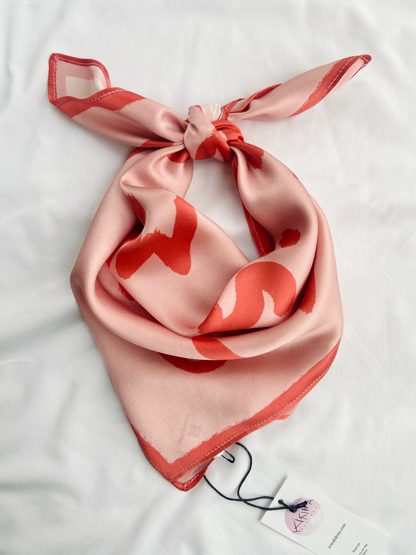 I want to Kiss U Painted Slogan Natural Satin Silk Bandana